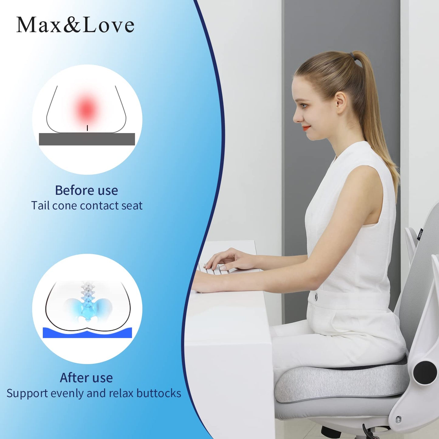 Chair Cushion for Relieves Back Sciatica Pain