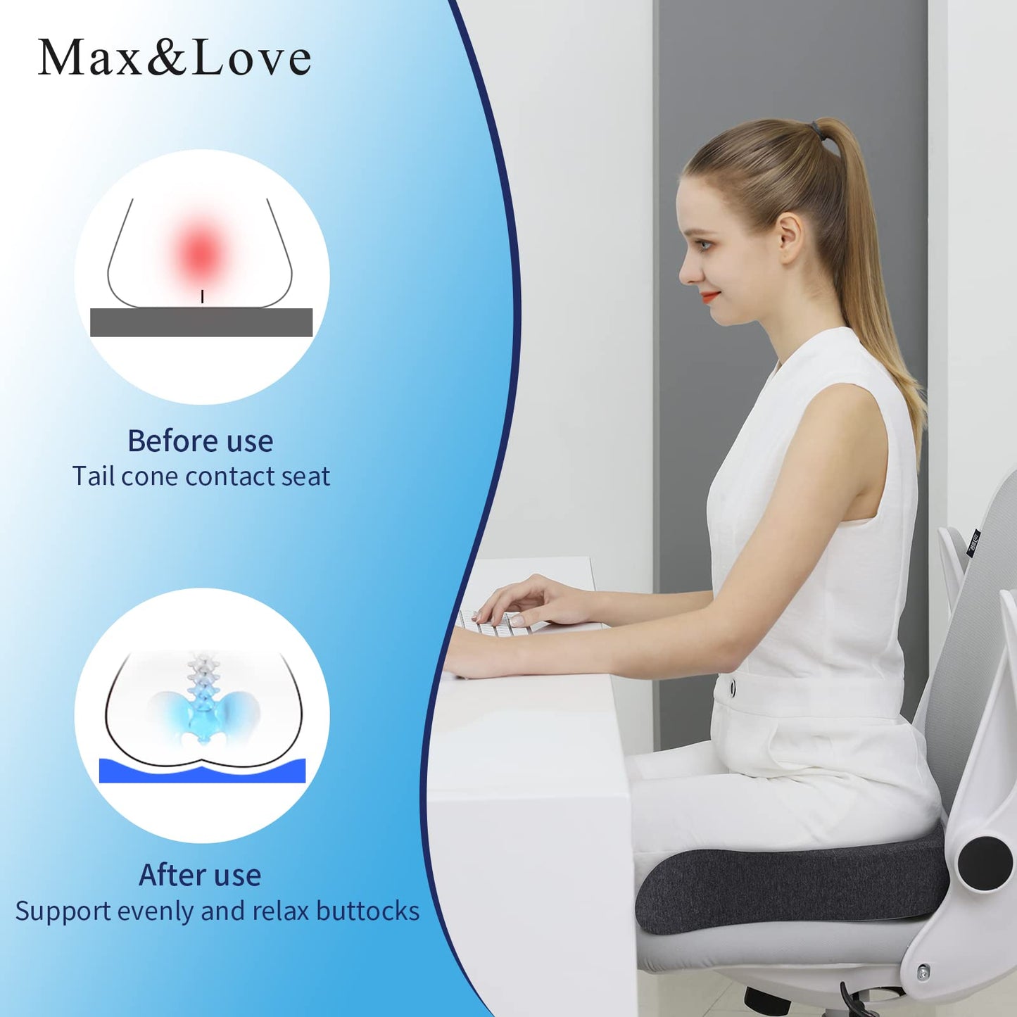 Chair Cushion for Relieves Back Sciatica Pain