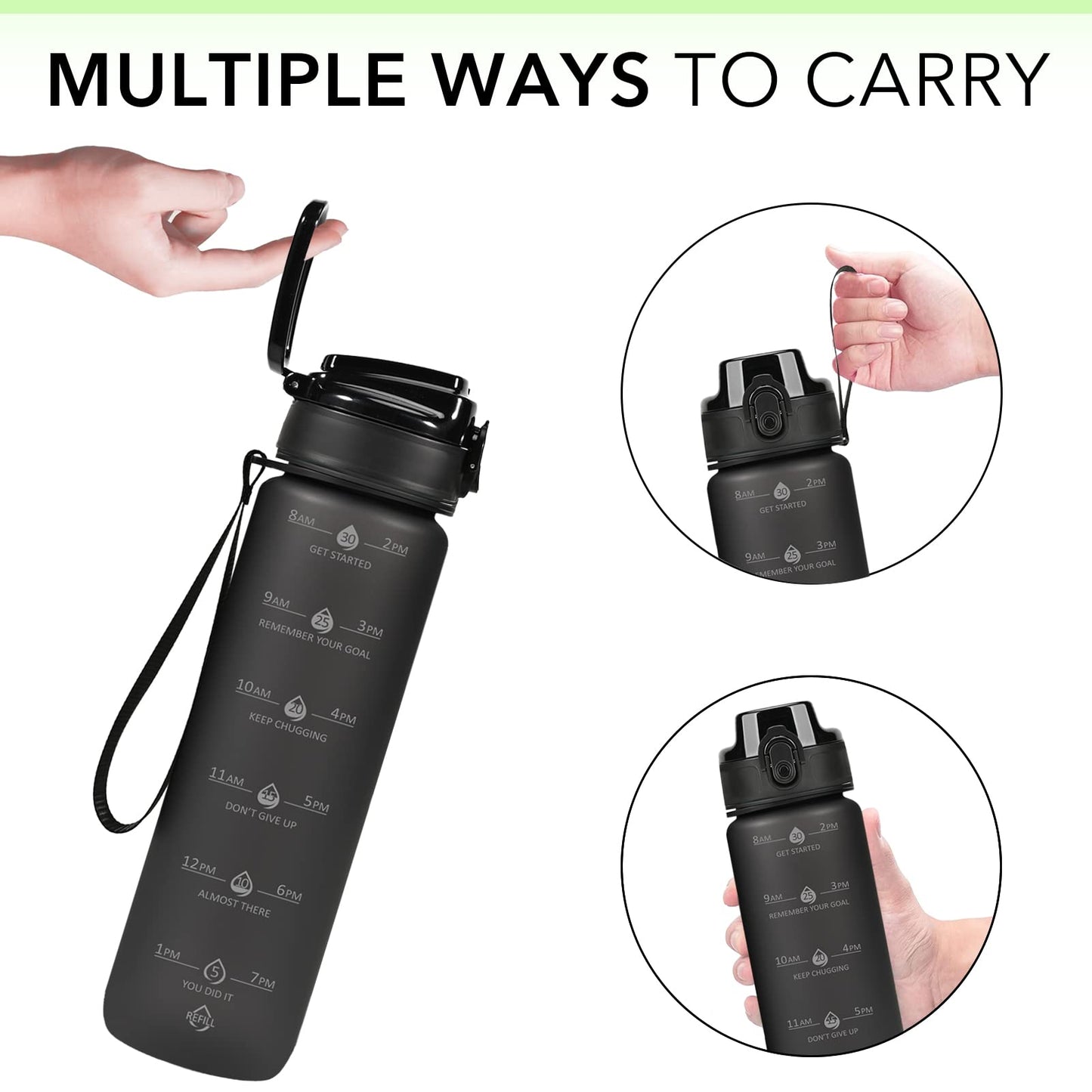 Alwager 32oz Motivational Water Bottles with Time Marker & Fruit Strainer