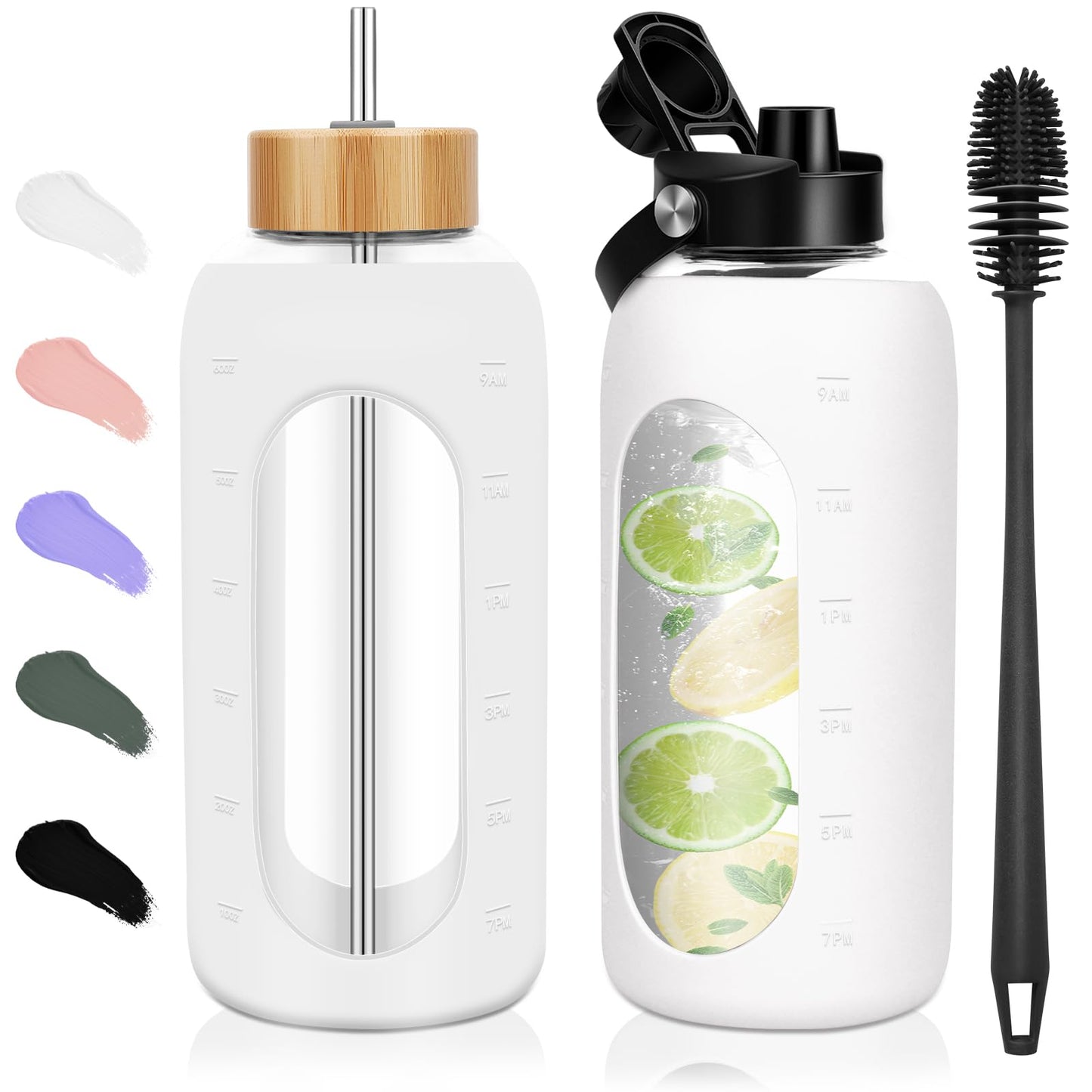 FULBEVY Glass Water Bottles 64 oz