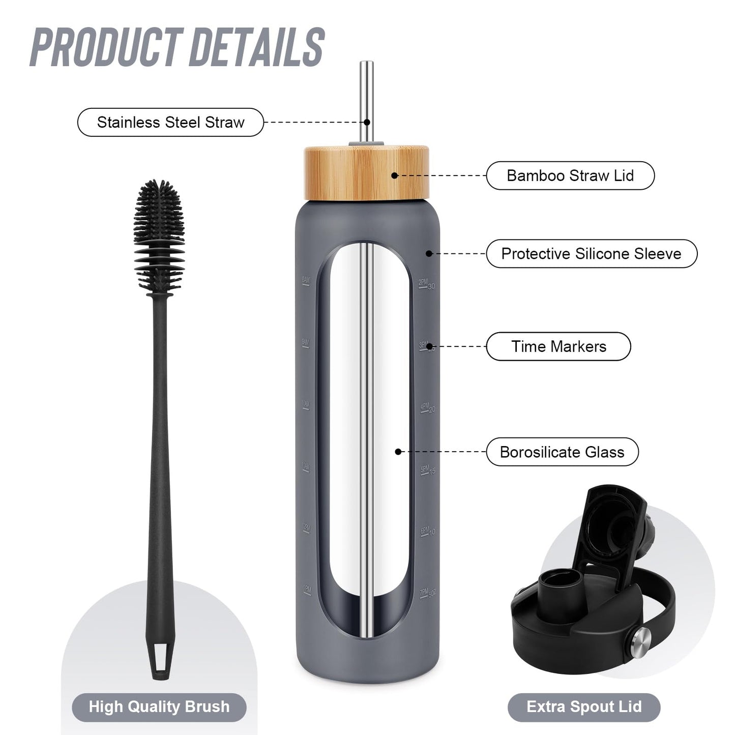 FULBEVY Glass Water Bottles 64 oz