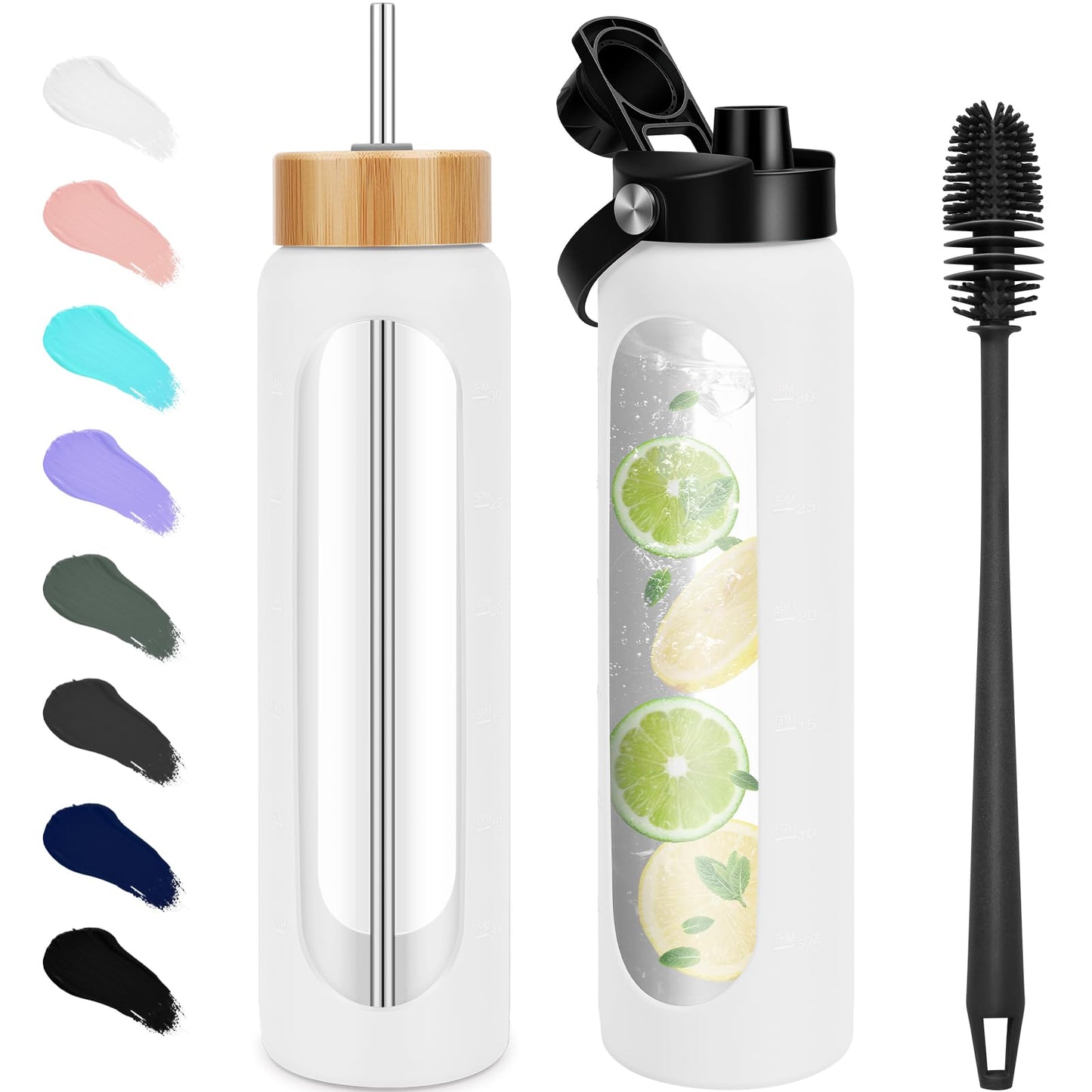 FULBEVY Glass Water Bottles 64 oz