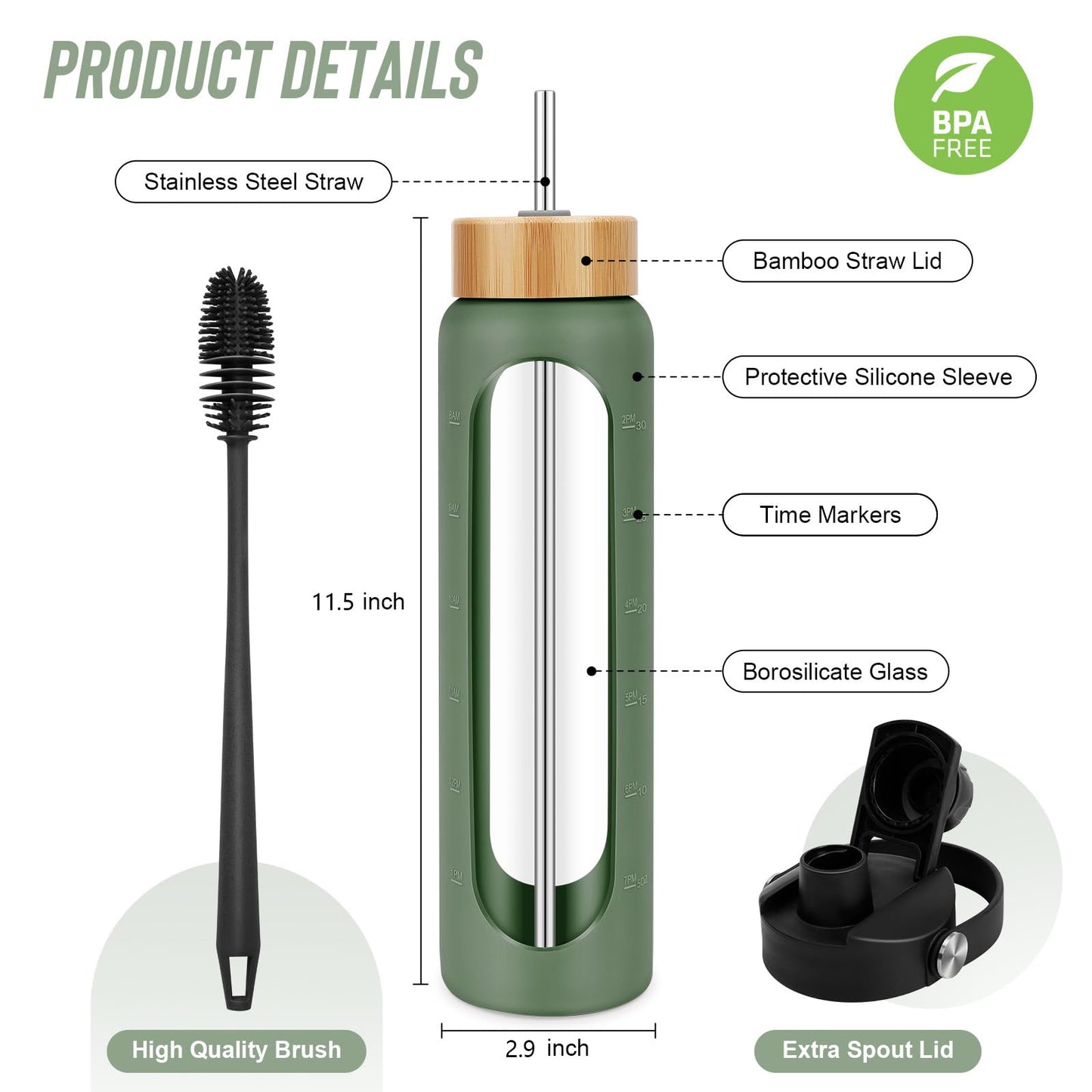 FULBEVY Glass Water Bottles 64 oz