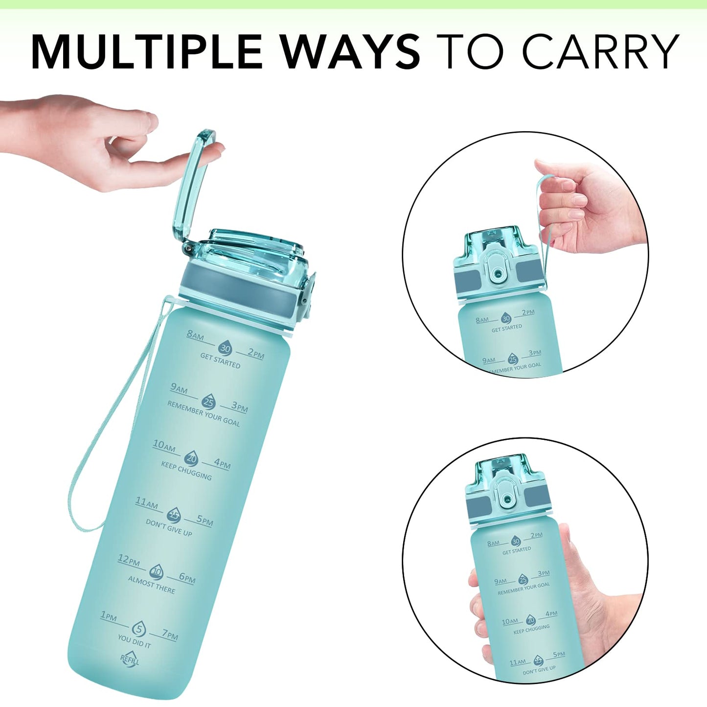 Alwager 32oz Motivational Water Bottles with Time Marker & Fruit Strainer