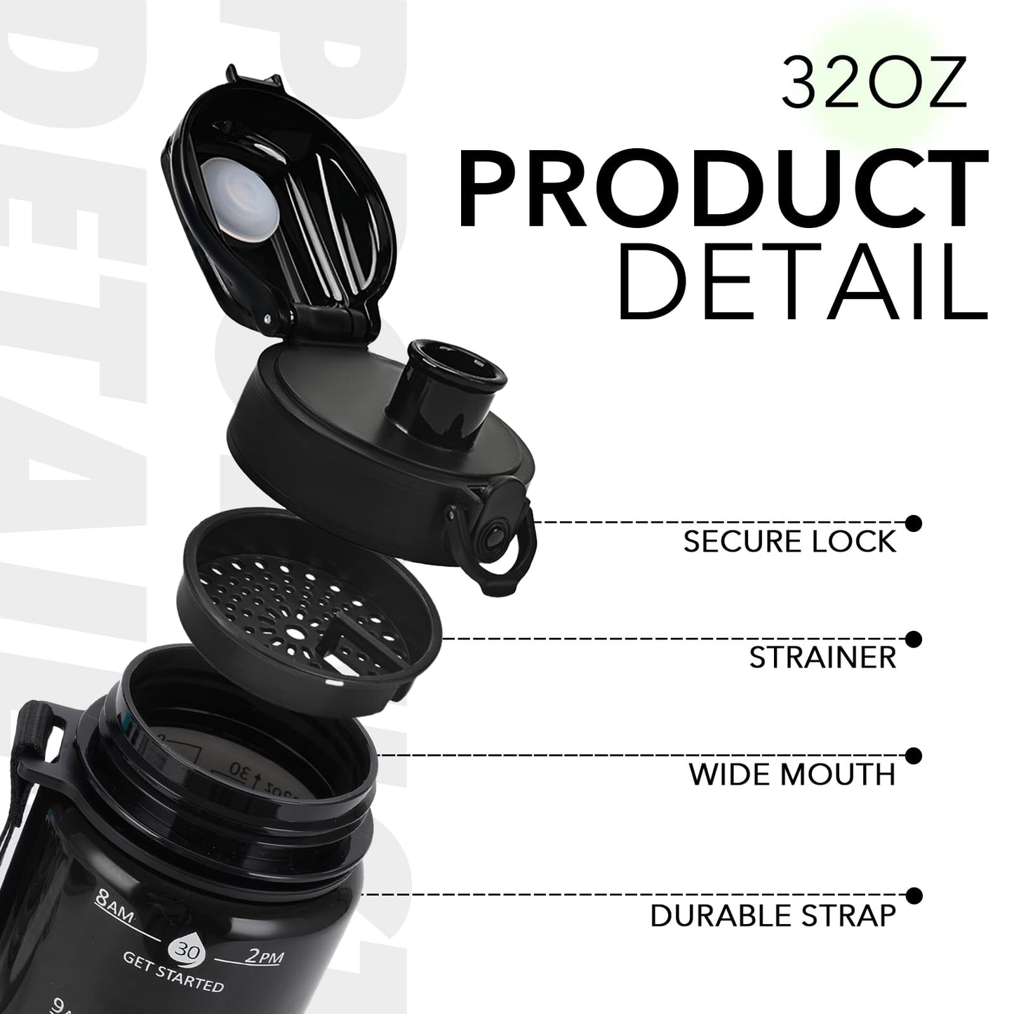 Alwager 32oz Motivational Water Bottles with Time Marker & Fruit Strainer