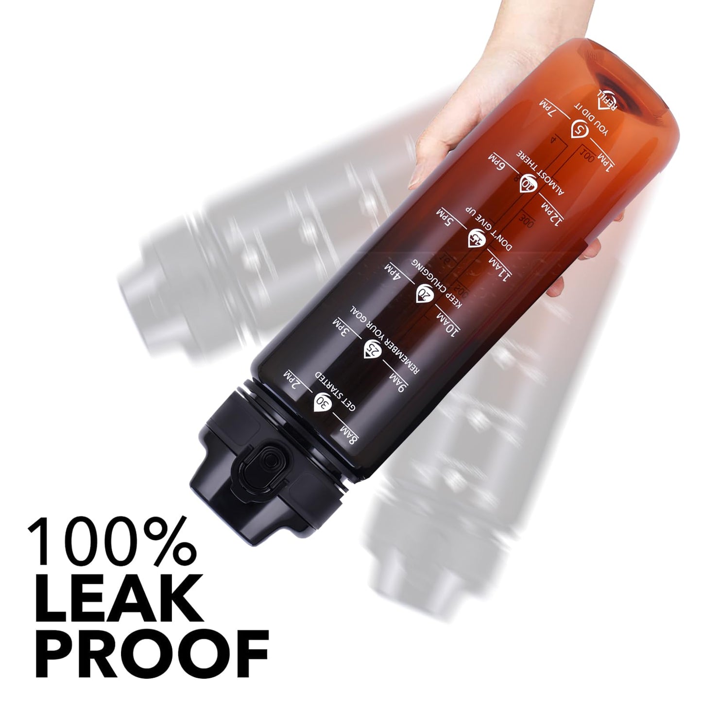 Alwager 32oz Motivational Water Bottles with Time Marker & Fruit Strainer