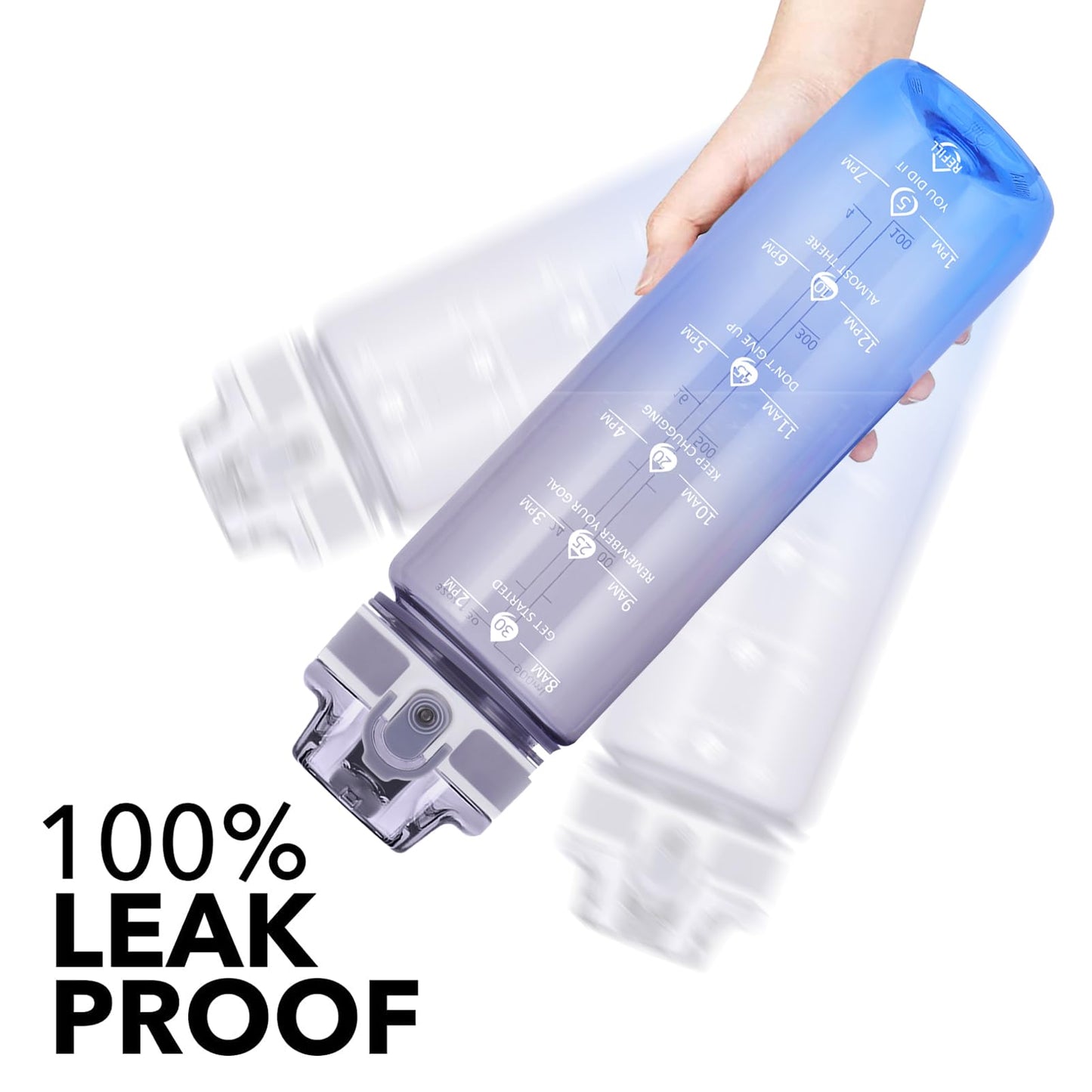 Alwager 32oz Motivational Water Bottles with Time Marker & Fruit Strainer