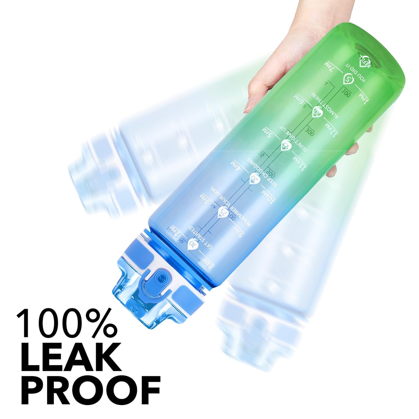 Alwager 32oz Motivational Water Bottles with Time Marker & Fruit Strainer