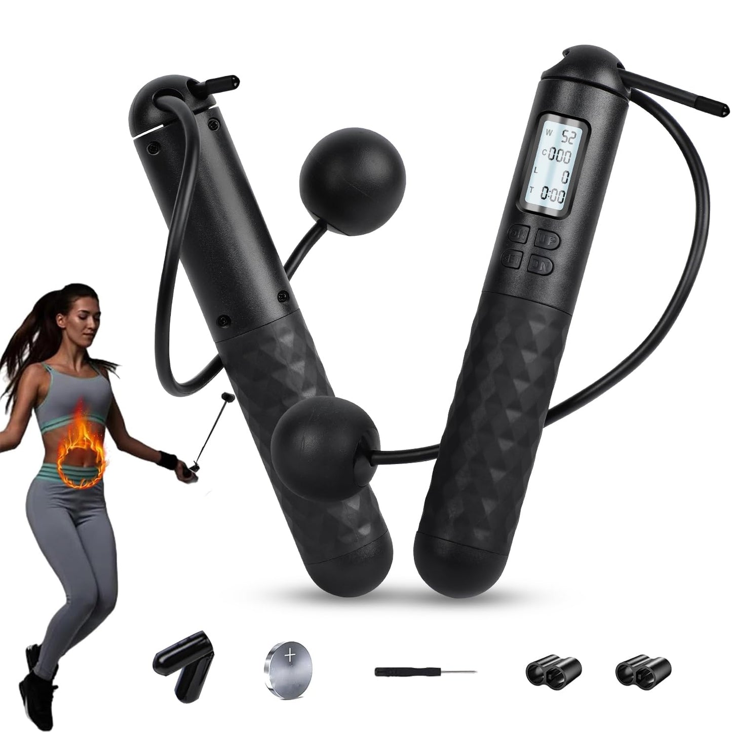 Skipping Rope with Counter, Cordless Jump Rope.