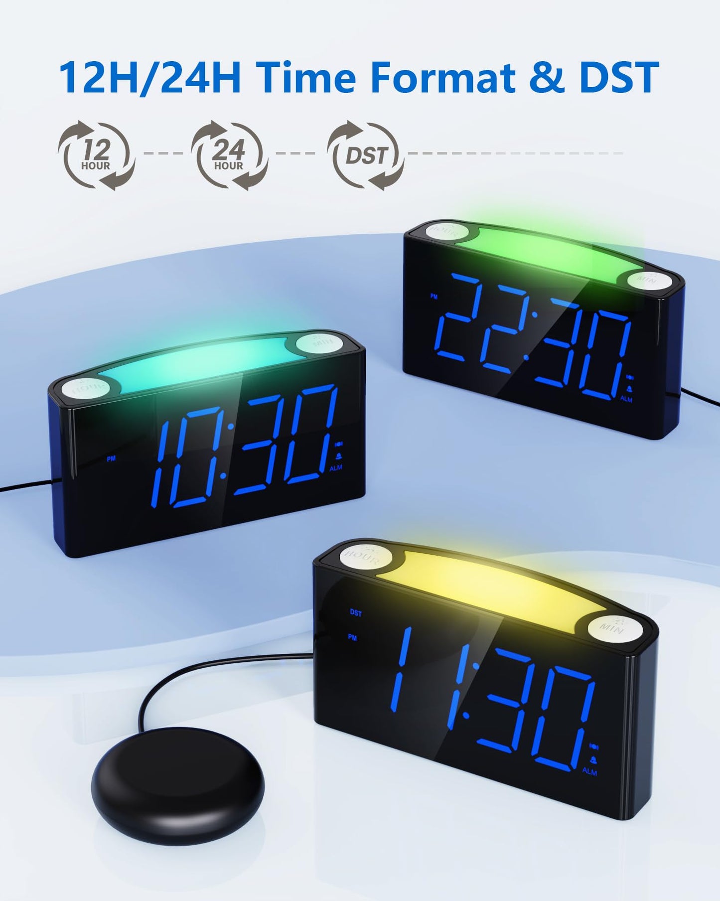 Vibrating Alarm Clock with Color Display
