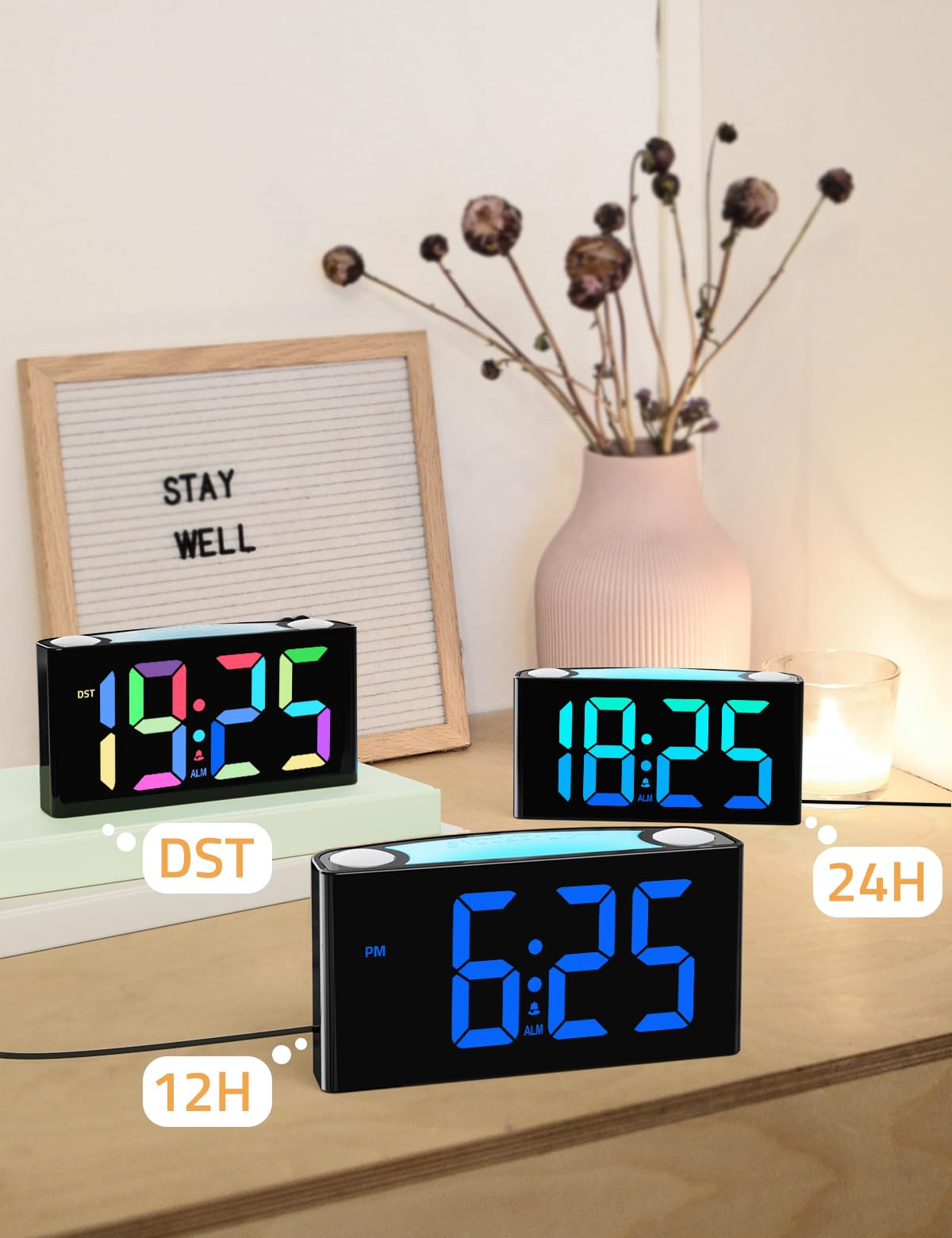 Vibrating Alarm Clock with Color Display