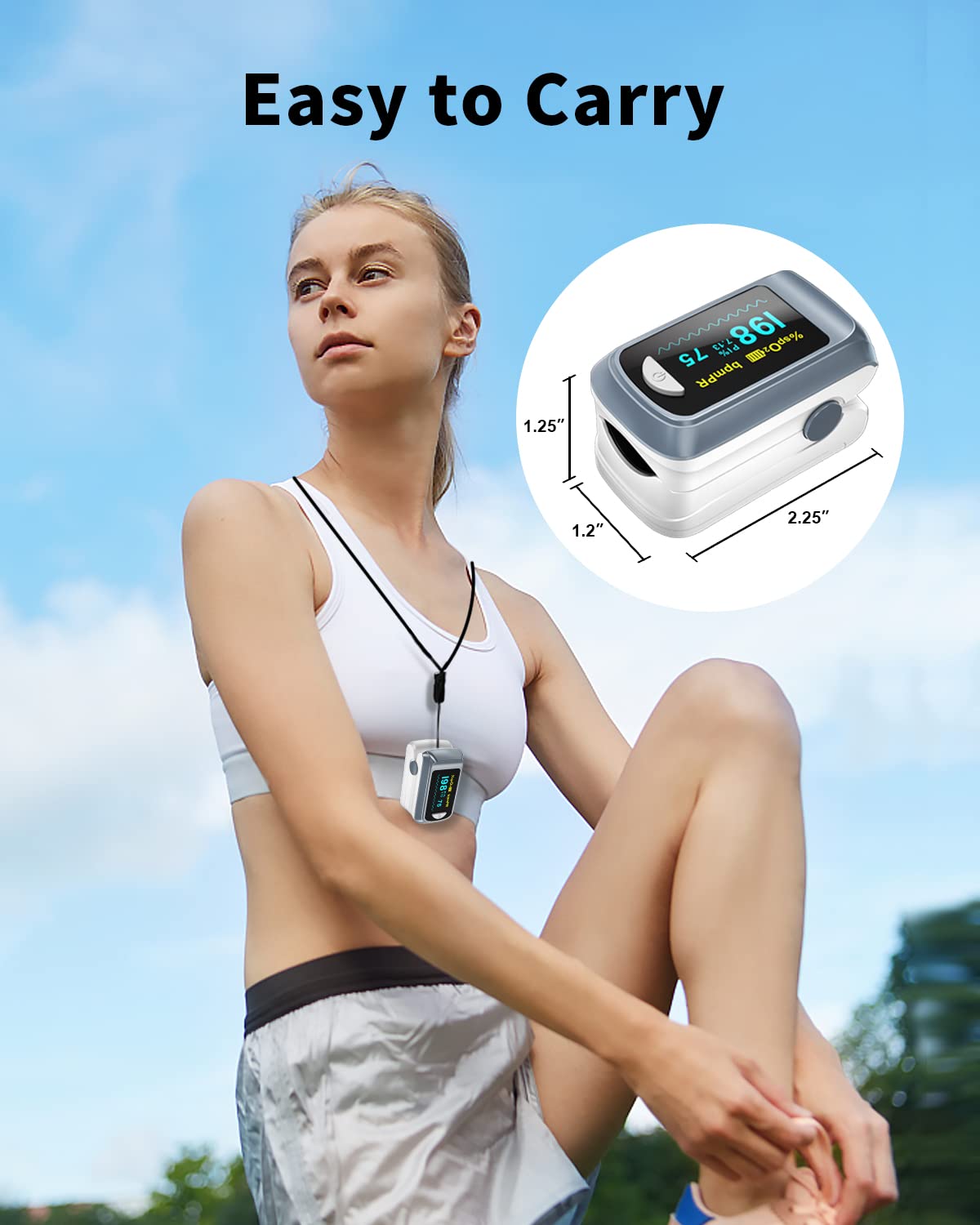 Fingertip Pulse Oximeter Blood Oxygen Saturation Monitor Pulse Ox