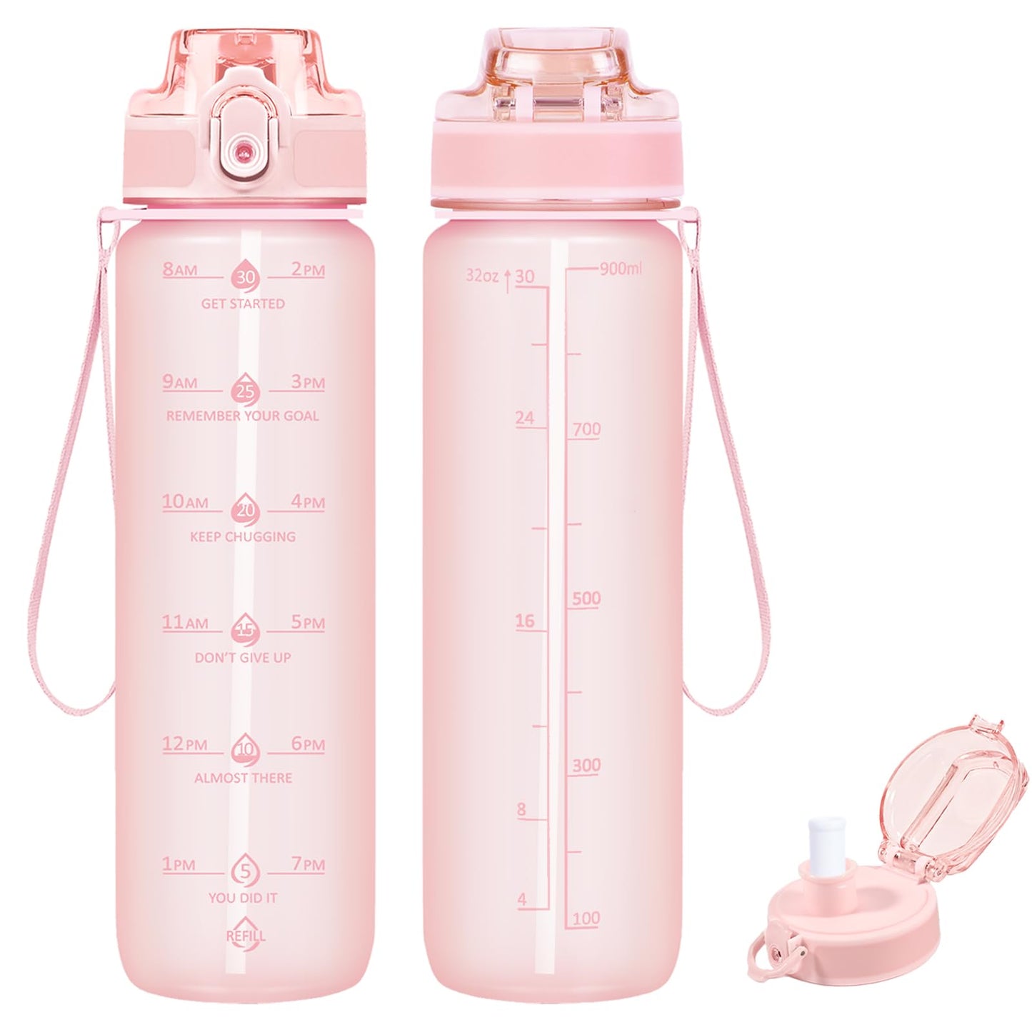 Alwager 32oz Motivational Water Bottles with Time Marker & Fruit Strainer