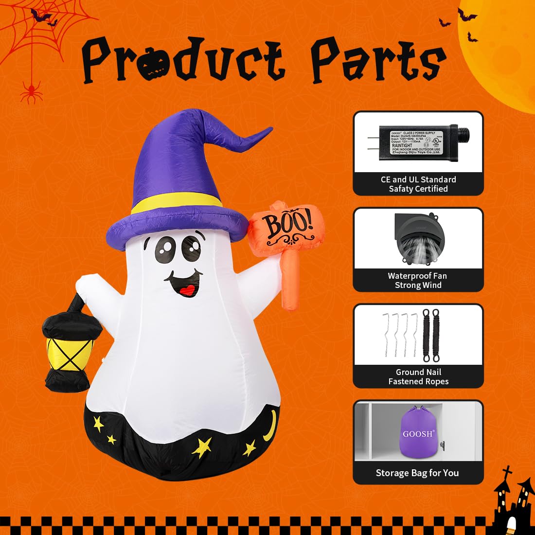 GOOSH 5 FT Halloween Inflatables Ghost Outdoor Decorations