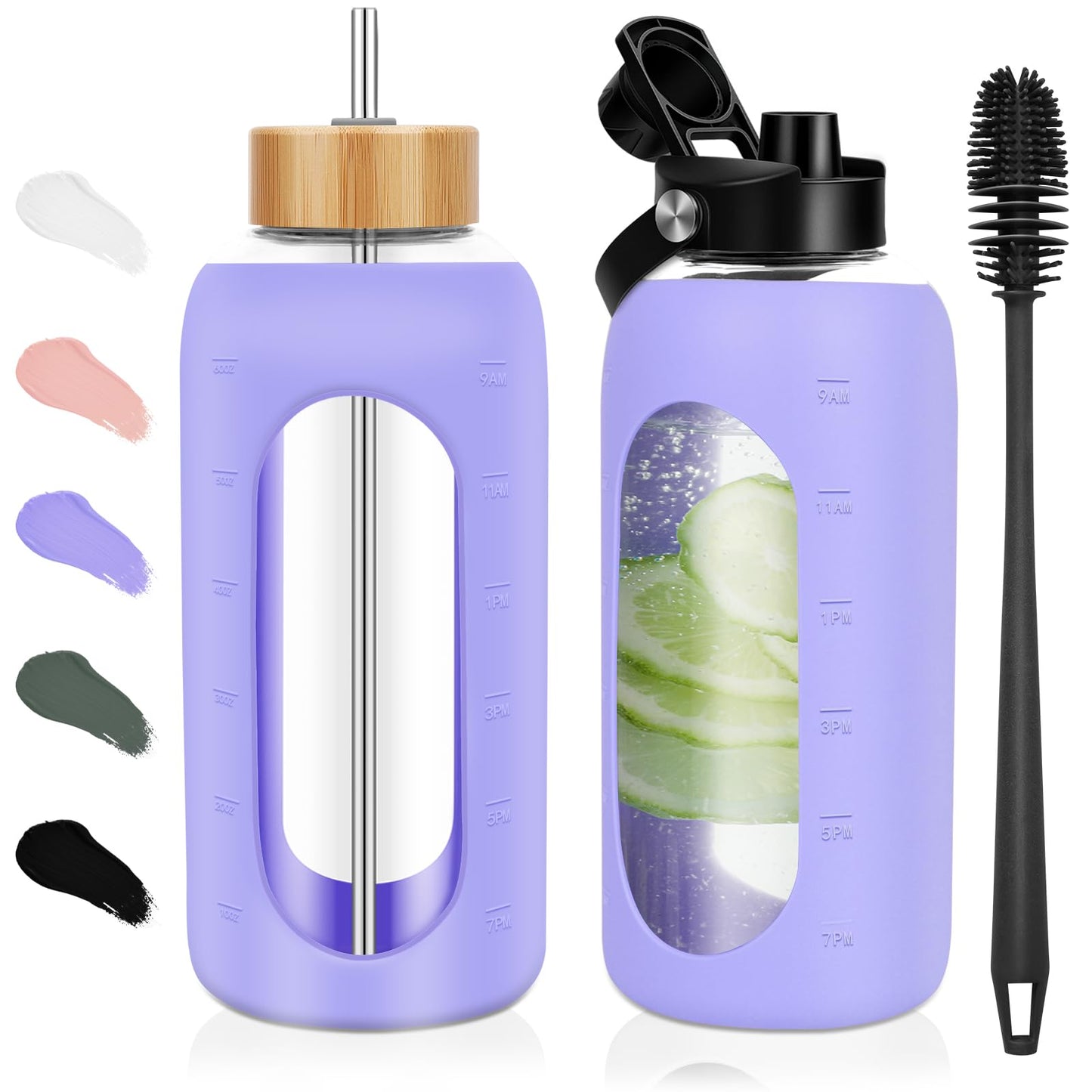FULBEVY Glass Water Bottles 64 oz