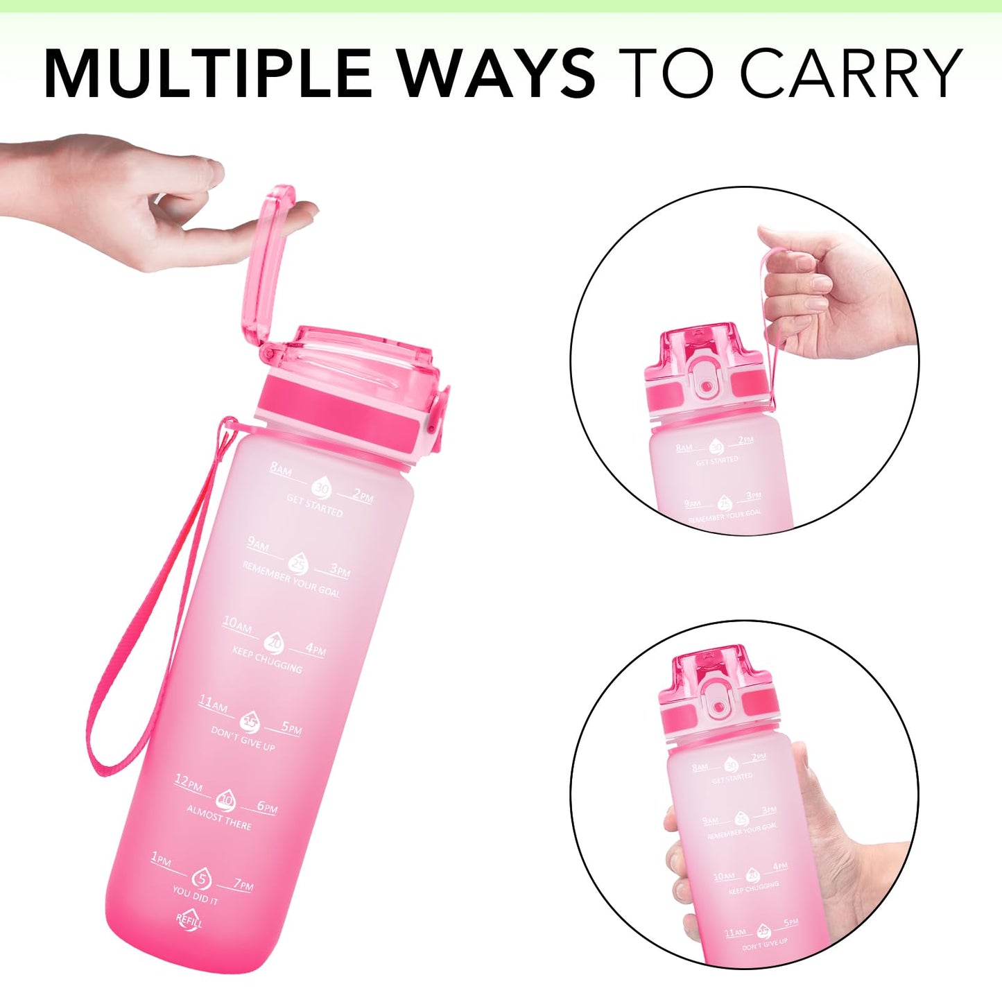 Alwager 32oz Motivational Water Bottles with Time Marker & Fruit Strainer