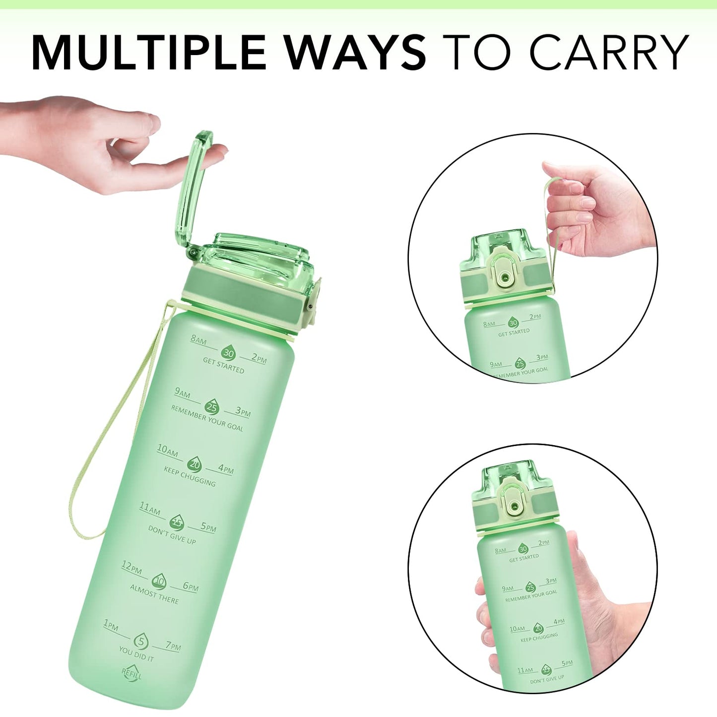 Alwager 32oz Motivational Water Bottles with Time Marker & Fruit Strainer