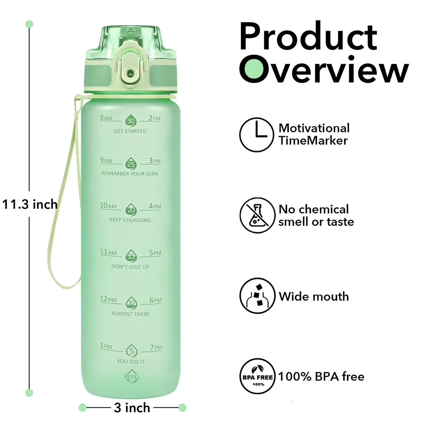Alwager 32oz Motivational Water Bottles with Time Marker & Fruit Strainer