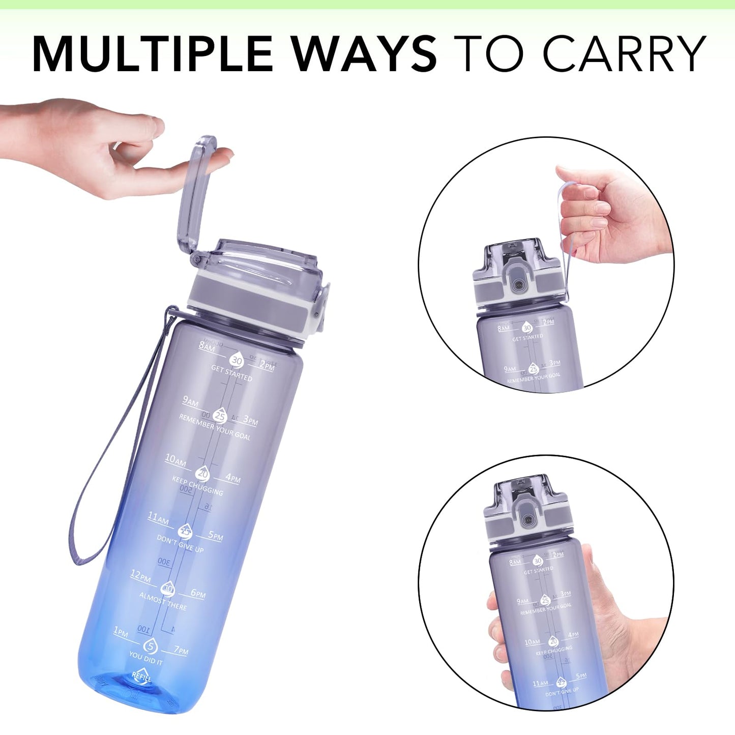 Alwager 32oz Motivational Water Bottles with Time Marker & Fruit Strainer
