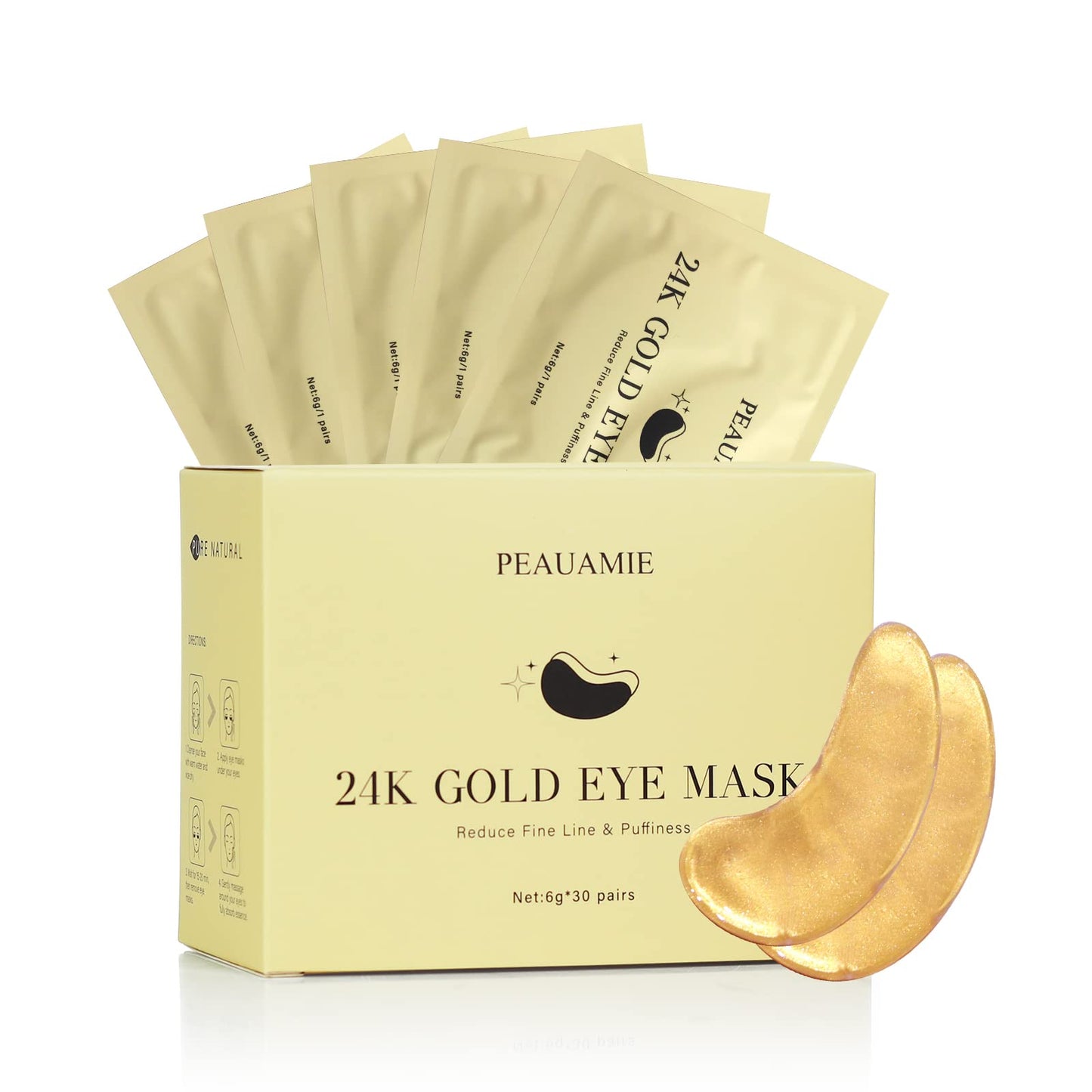 PEAUAMIE Under Eye Patches Gold and Hyaluronic Acid for puffy eyes