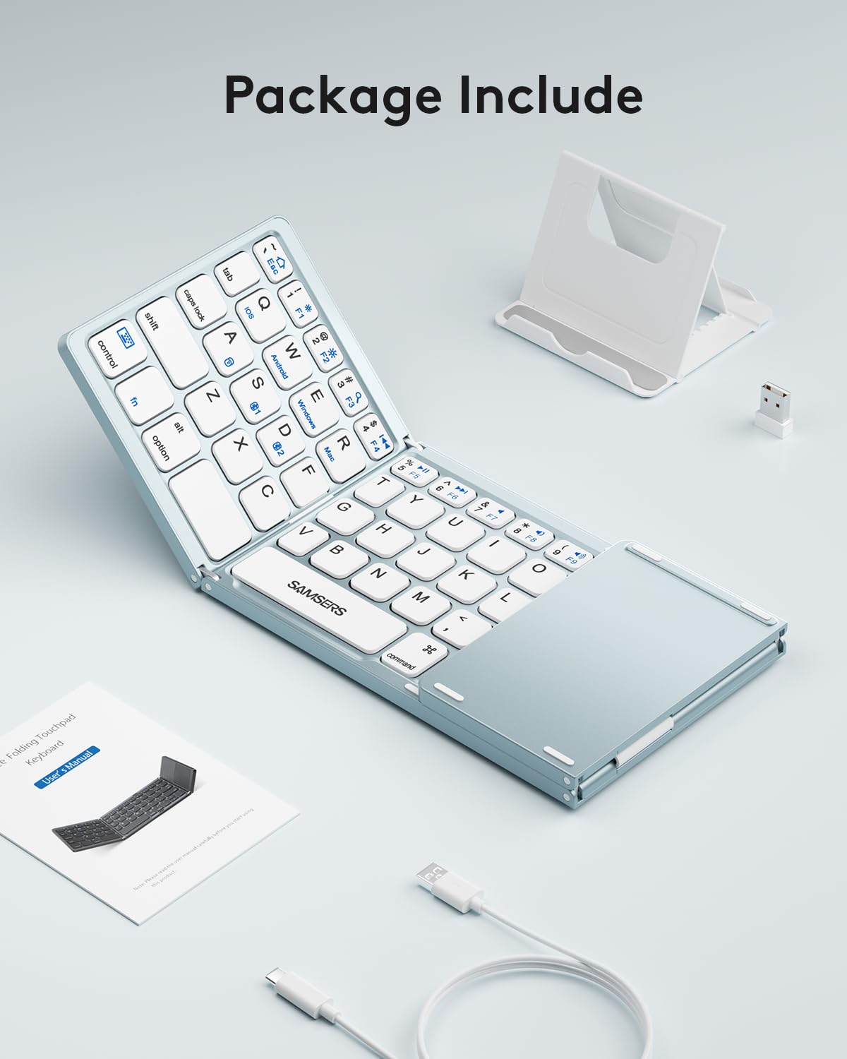 Samsers Foldable Bluetooth Keyboard with Touchpad- Black