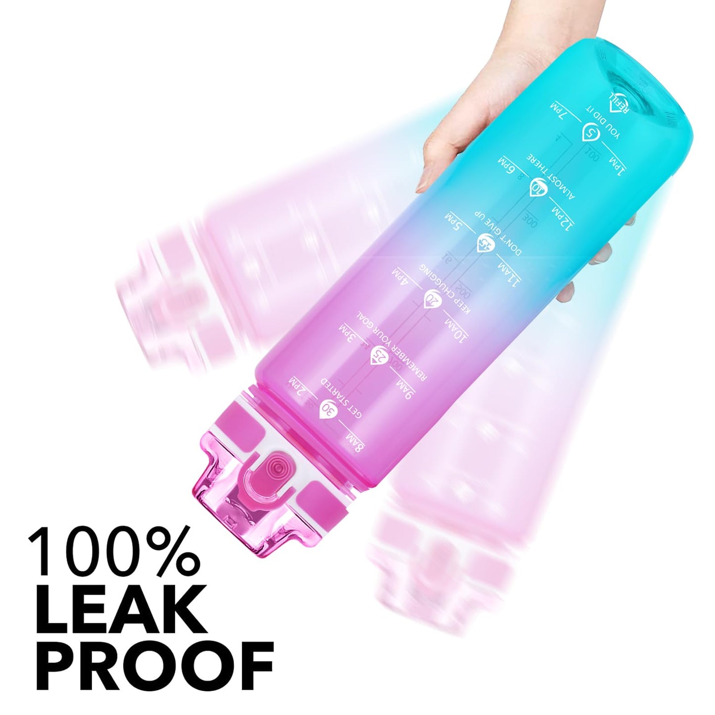 Alwager 32oz Motivational Water Bottles with Time Marker & Fruit Strainer