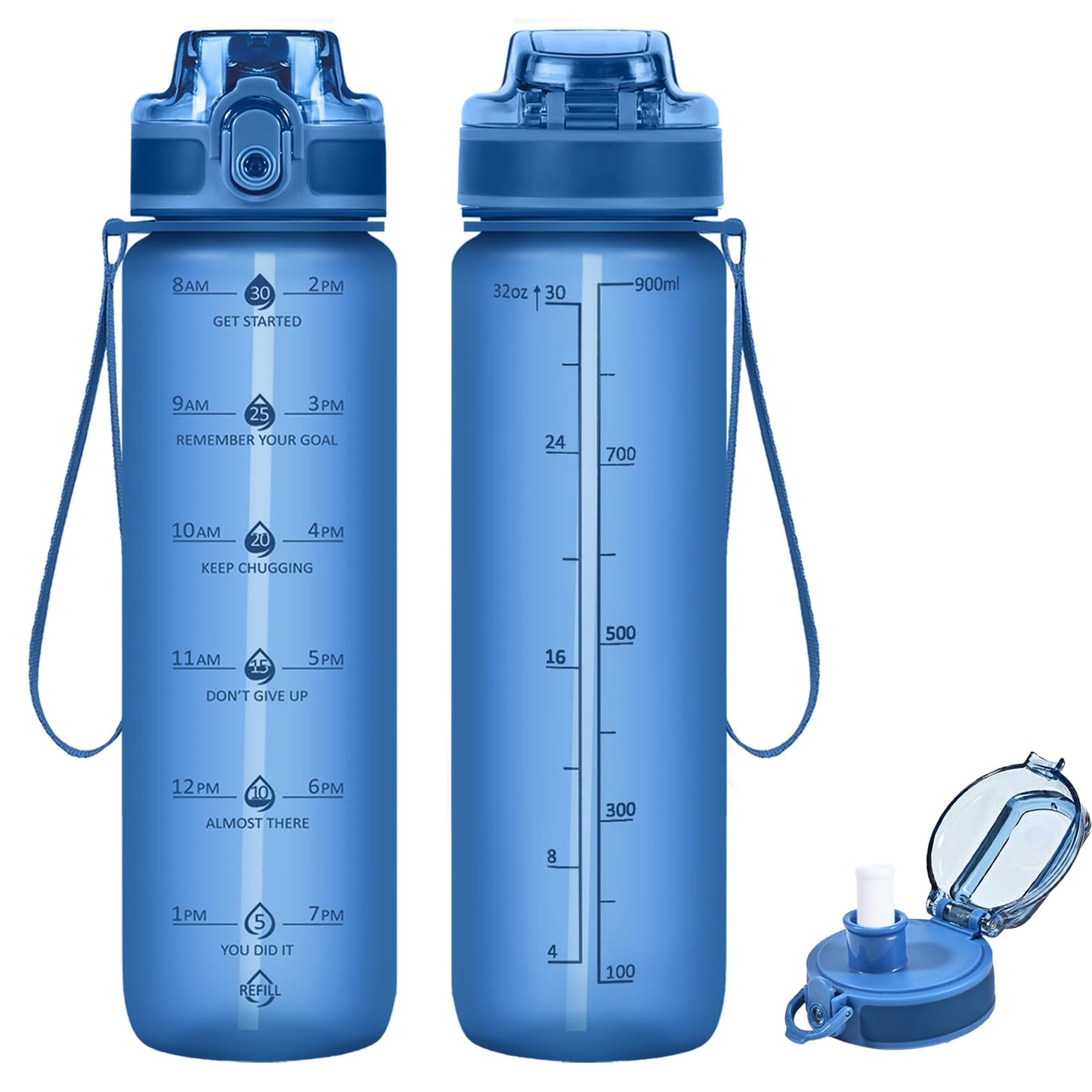 Alwager 32oz Motivational Water Bottles with Time Marker & Fruit Strainer
