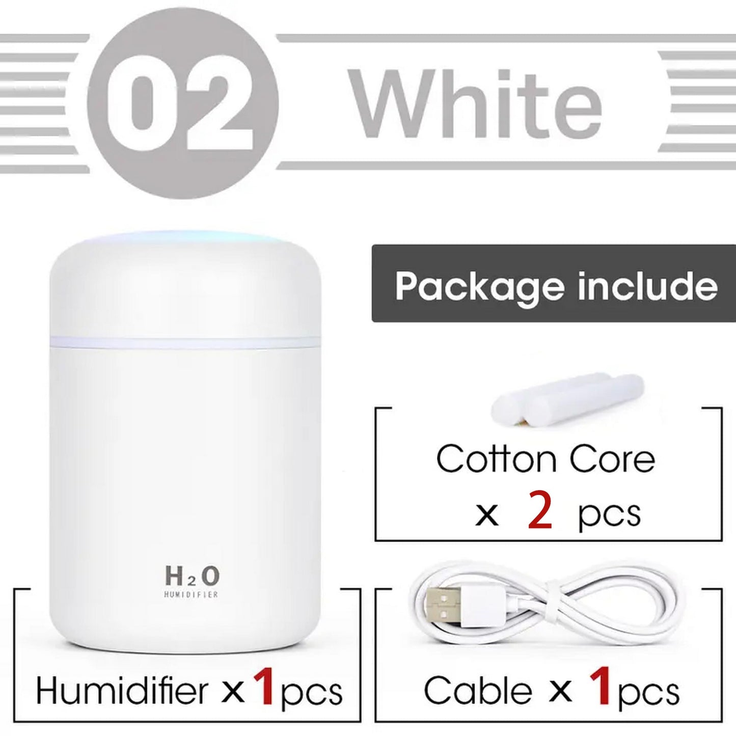 Portable Mini Humidifier, Colorful, Cool Mist, USB Powered.