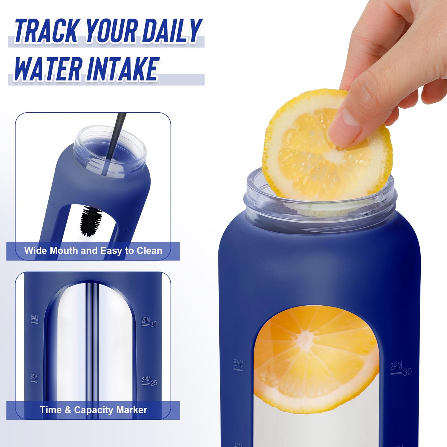 FULBEVY Glass Water Bottles 64 oz