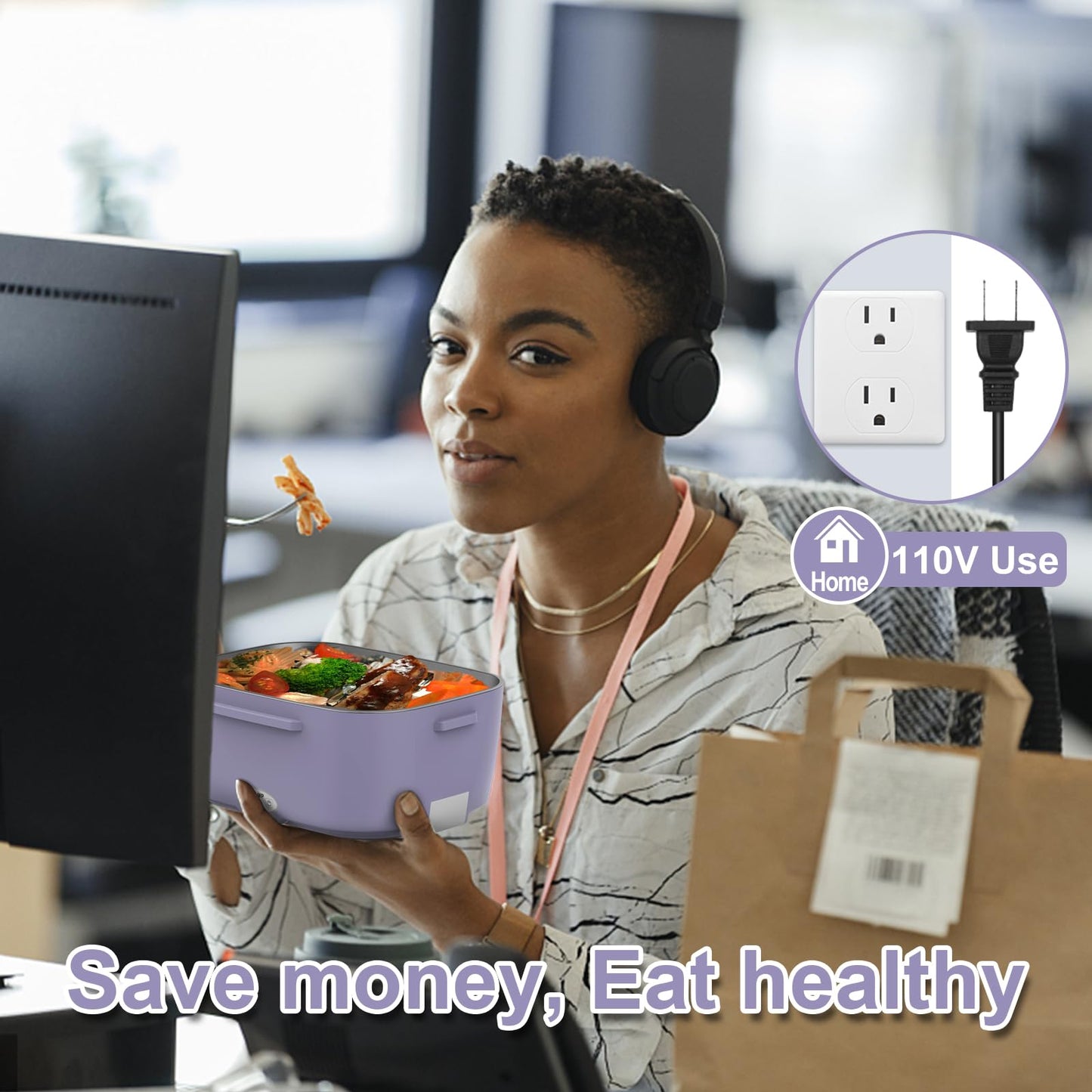 WisaKey Green Electric Lunch Box Food Heater