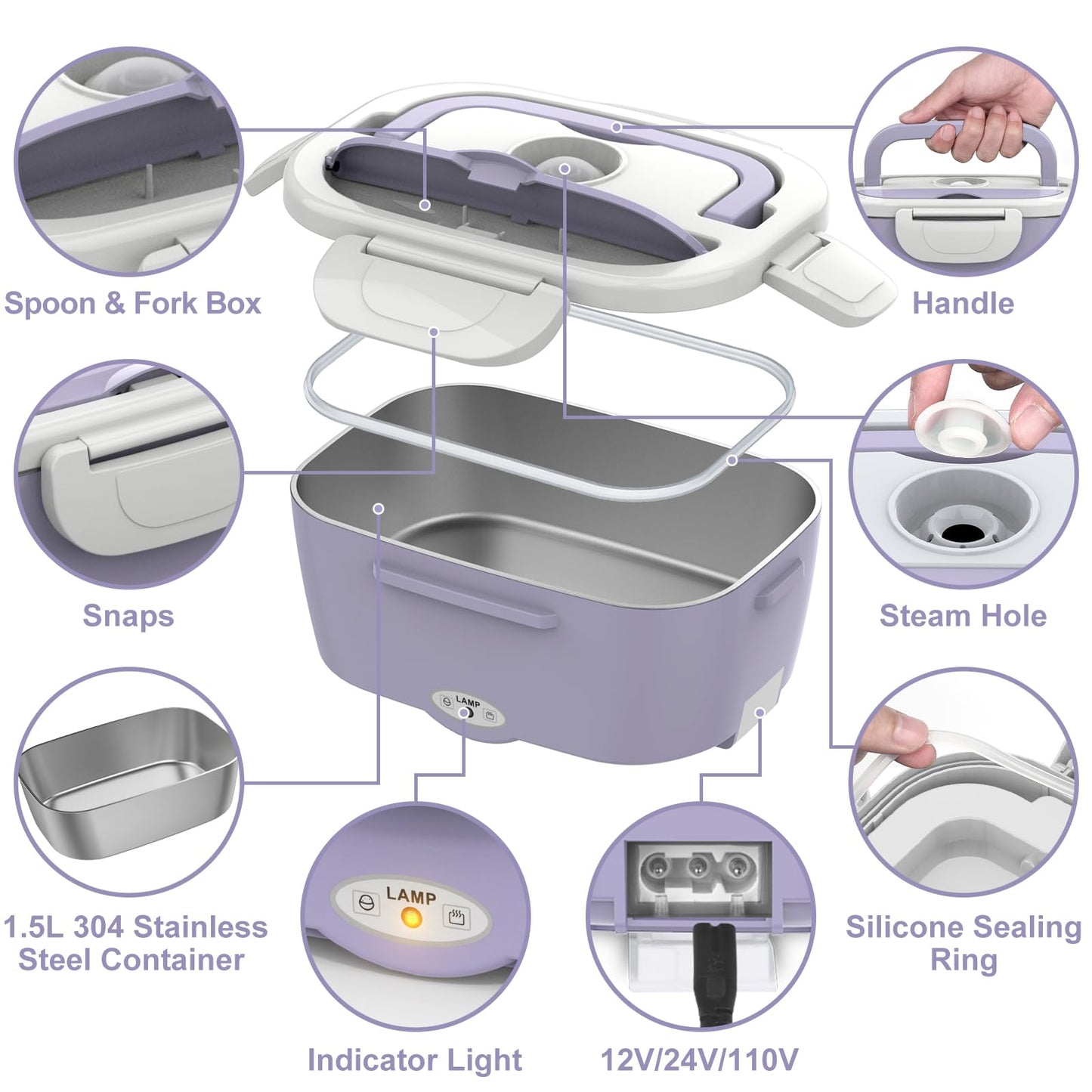 WisaKey Green Electric Lunch Box Food Heater