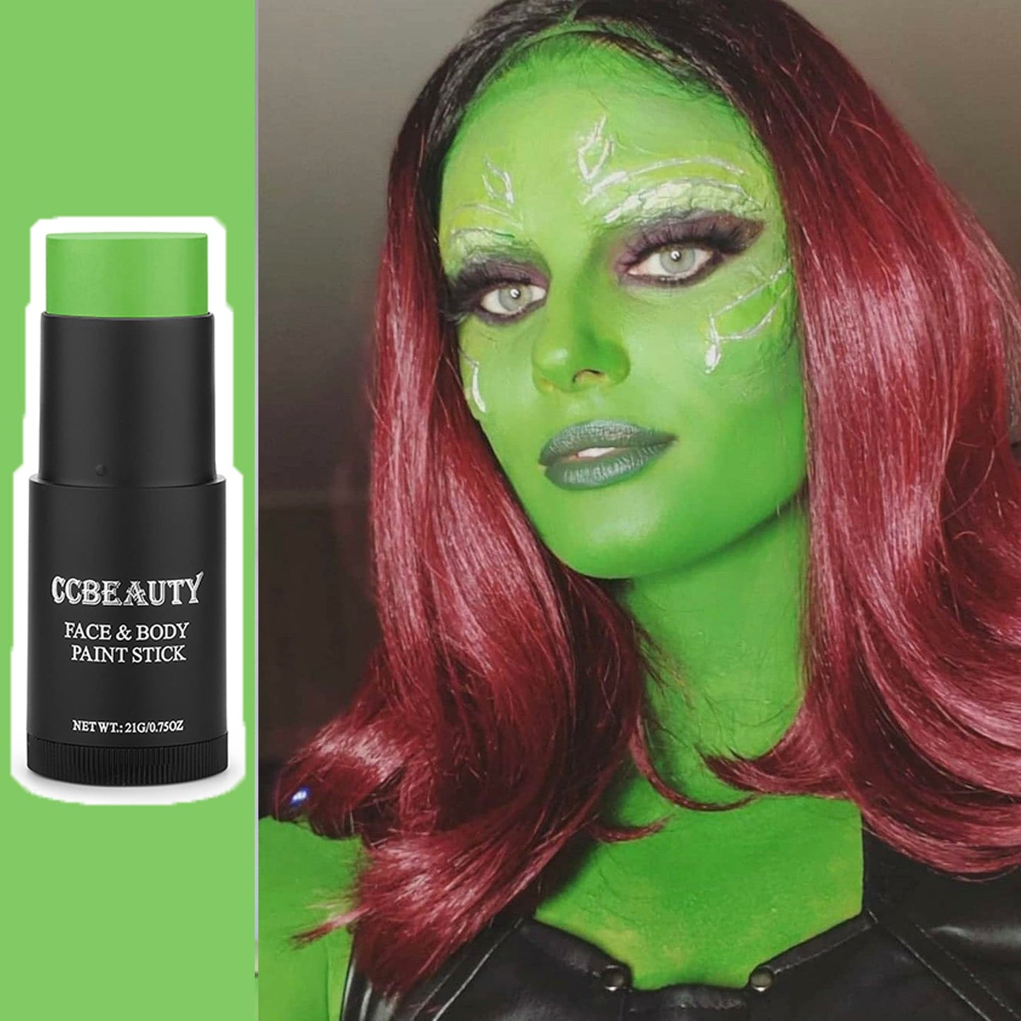 CCbeauty Witch Green Face Paint Stick, Face Painting Kit
