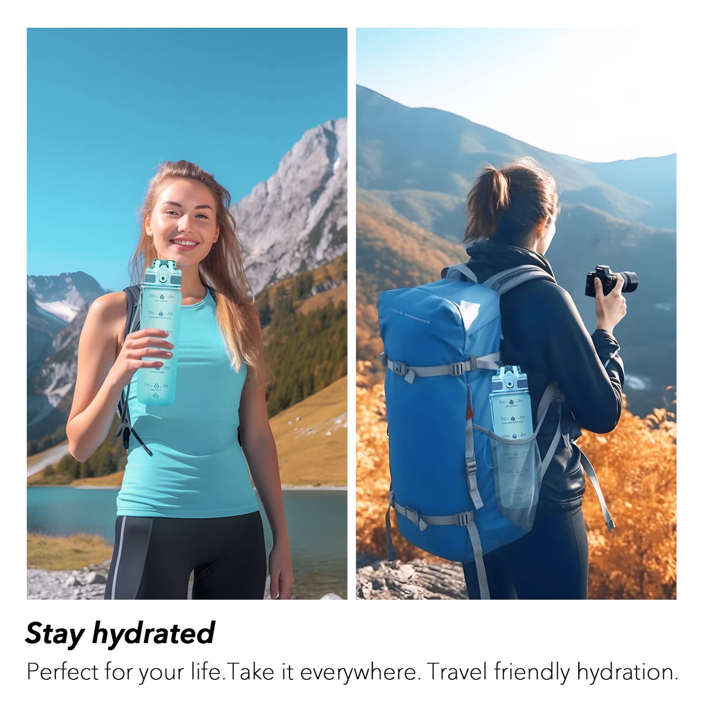 Alwager 32oz Motivational Water Bottles with Time Marker & Fruit Strainer