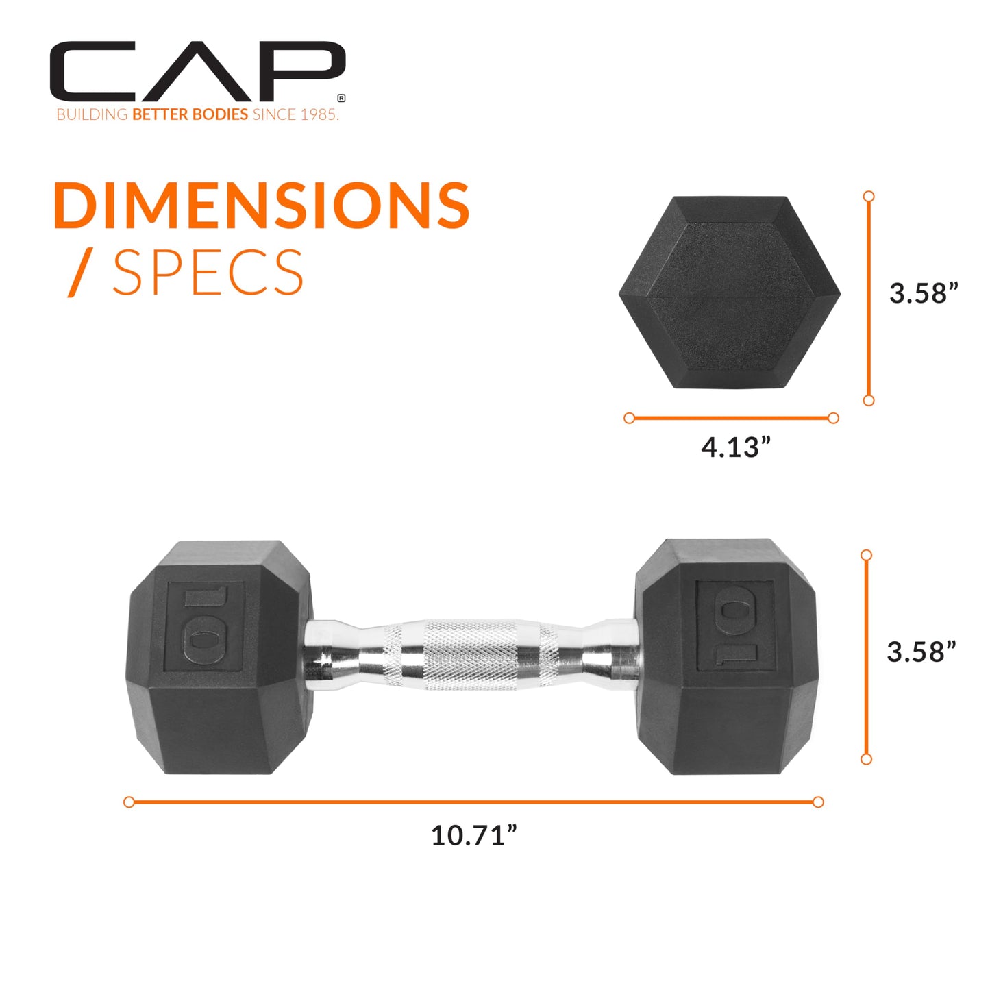 CAP Barbell 10 LB Coated Hex Dumbbell Weight Pair with Black Handle