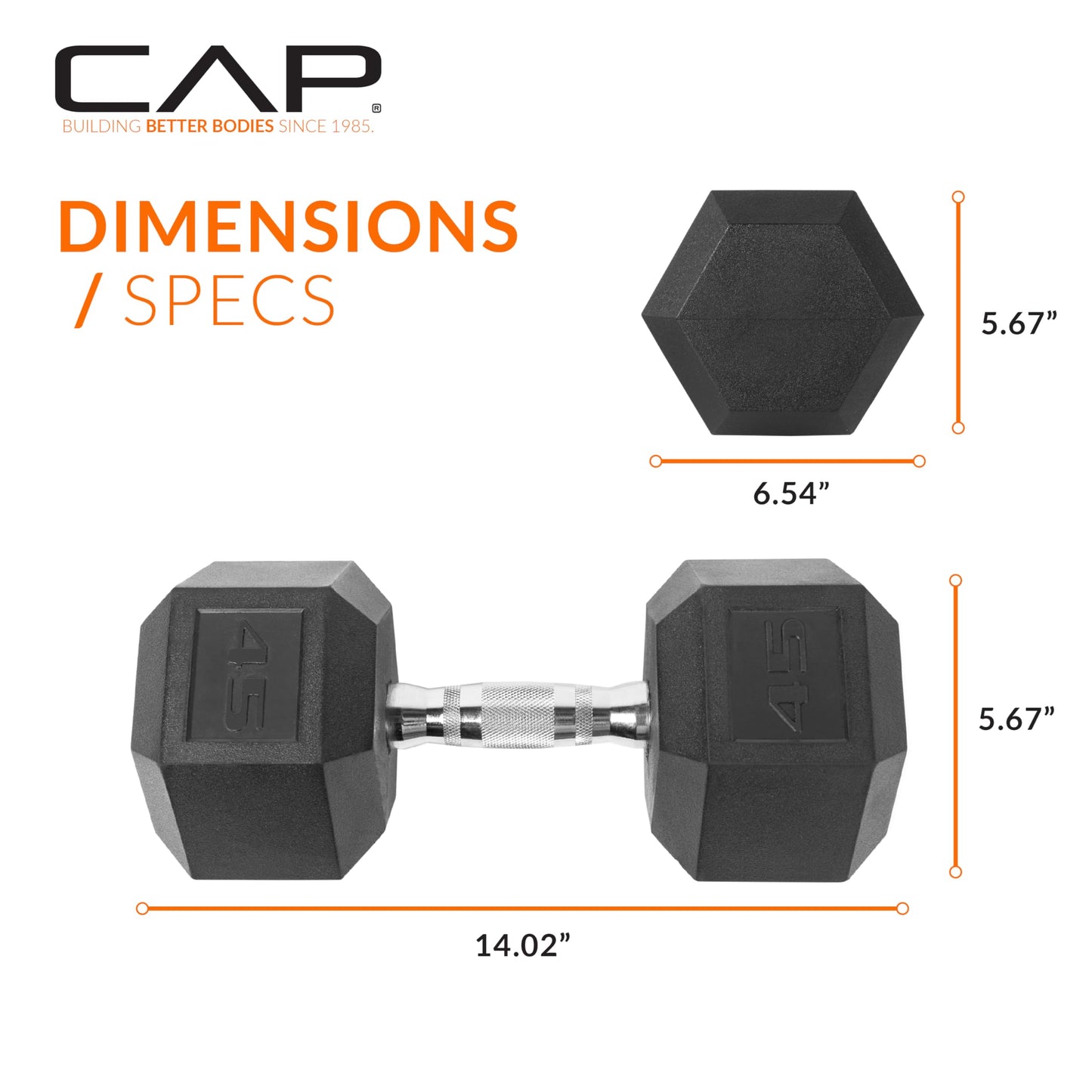 CAP Barbell 10 LB Coated Hex Dumbbell Weight Pair with Black Handle