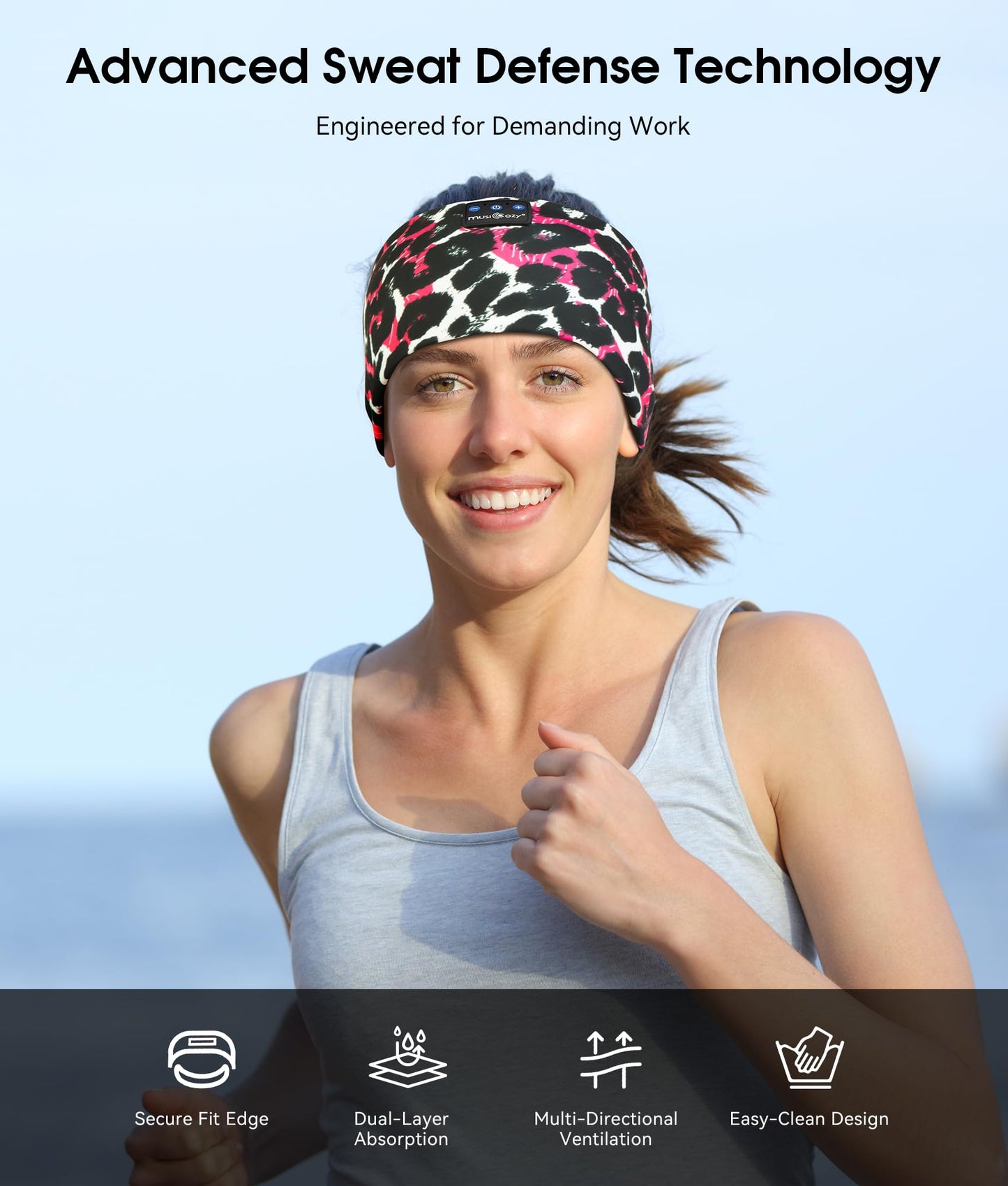 MUSICOZY Sleep Headphones Bluetooth 5.4 Headband, Wireless Earphones