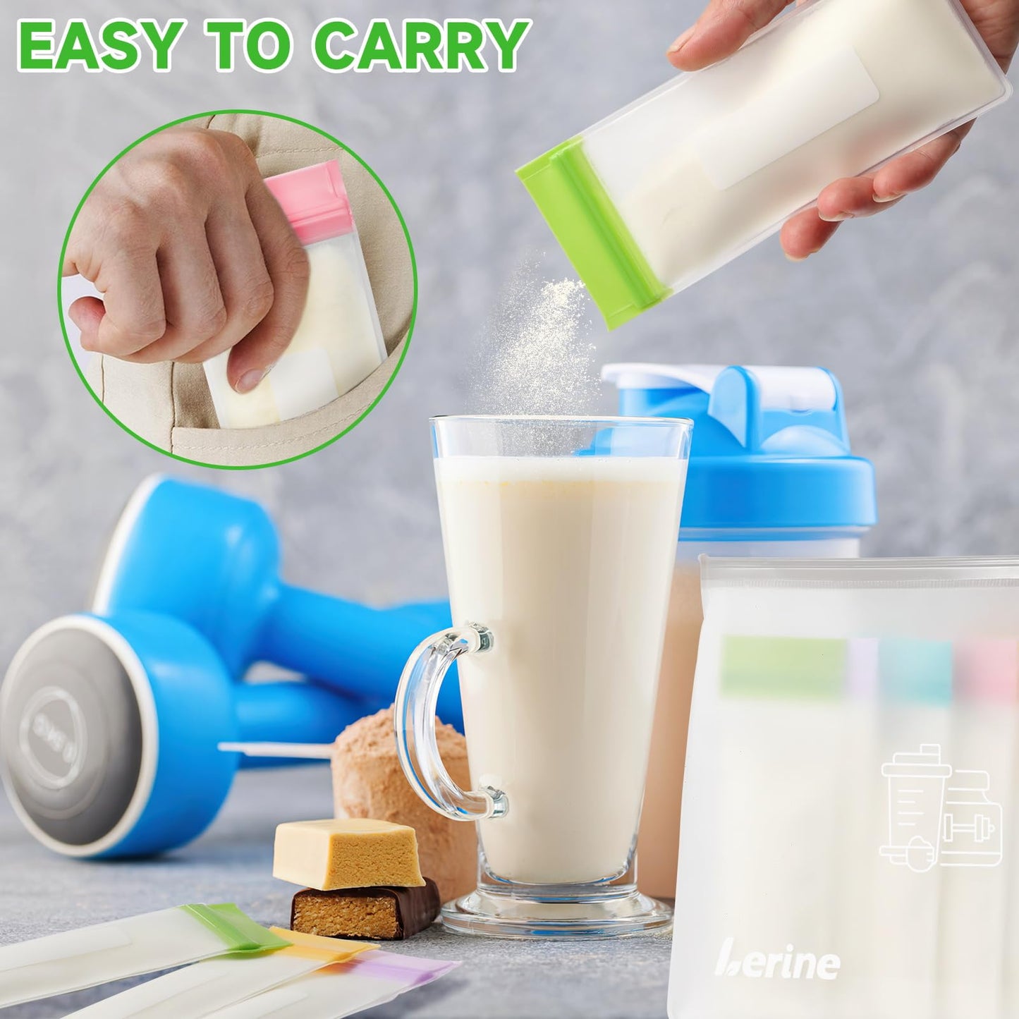 Lerine Protein Powder Travel Container Set