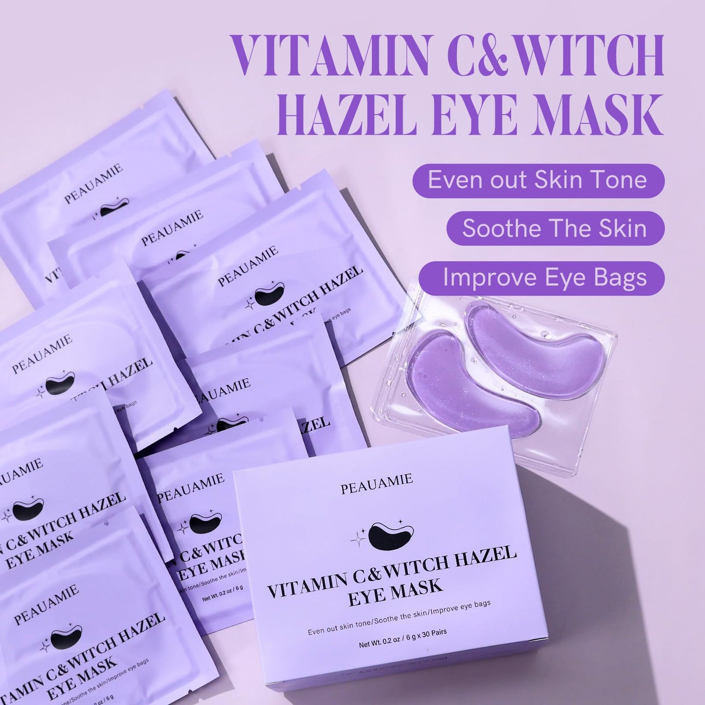 PEAUAMIE Under Eye Patches Gold and Hyaluronic Acid for puffy eyes