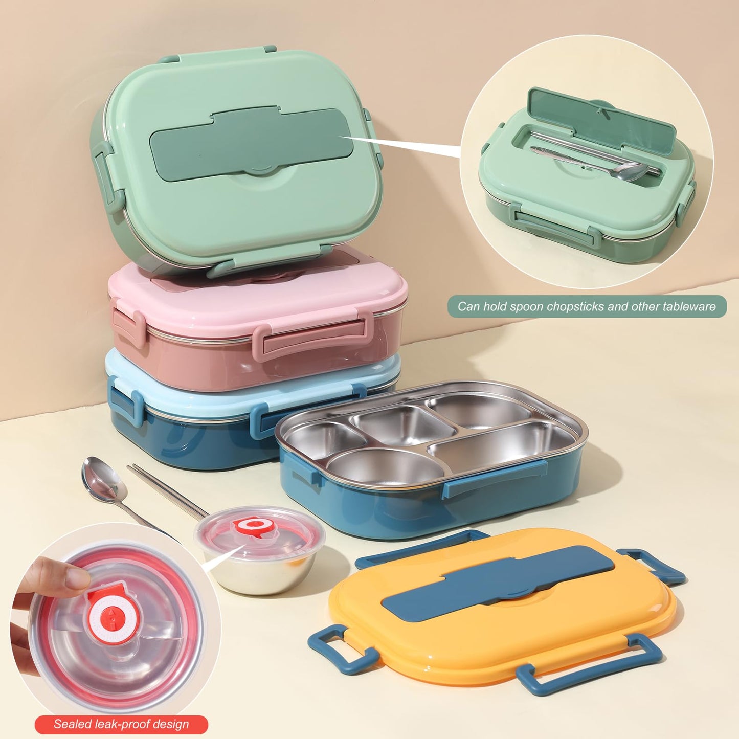 YIWUJB Portable Stainless Steel Meal Box Set With Cutlery