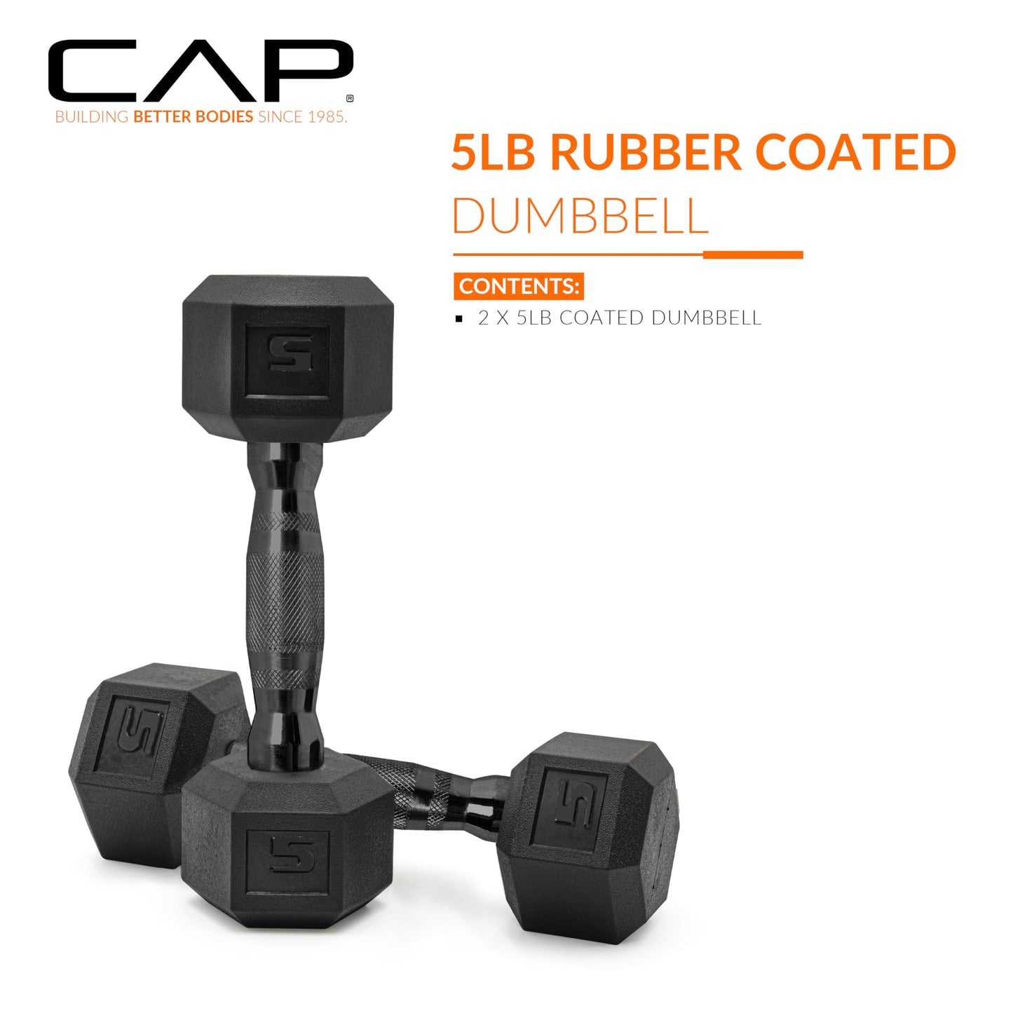 CAP Barbell 10 LB Coated Hex Dumbbell Weight Pair with Black Handle