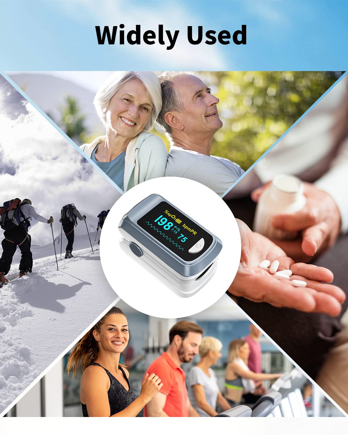 Fingertip Pulse Oximeter Blood Oxygen Saturation Monitor Pulse Ox