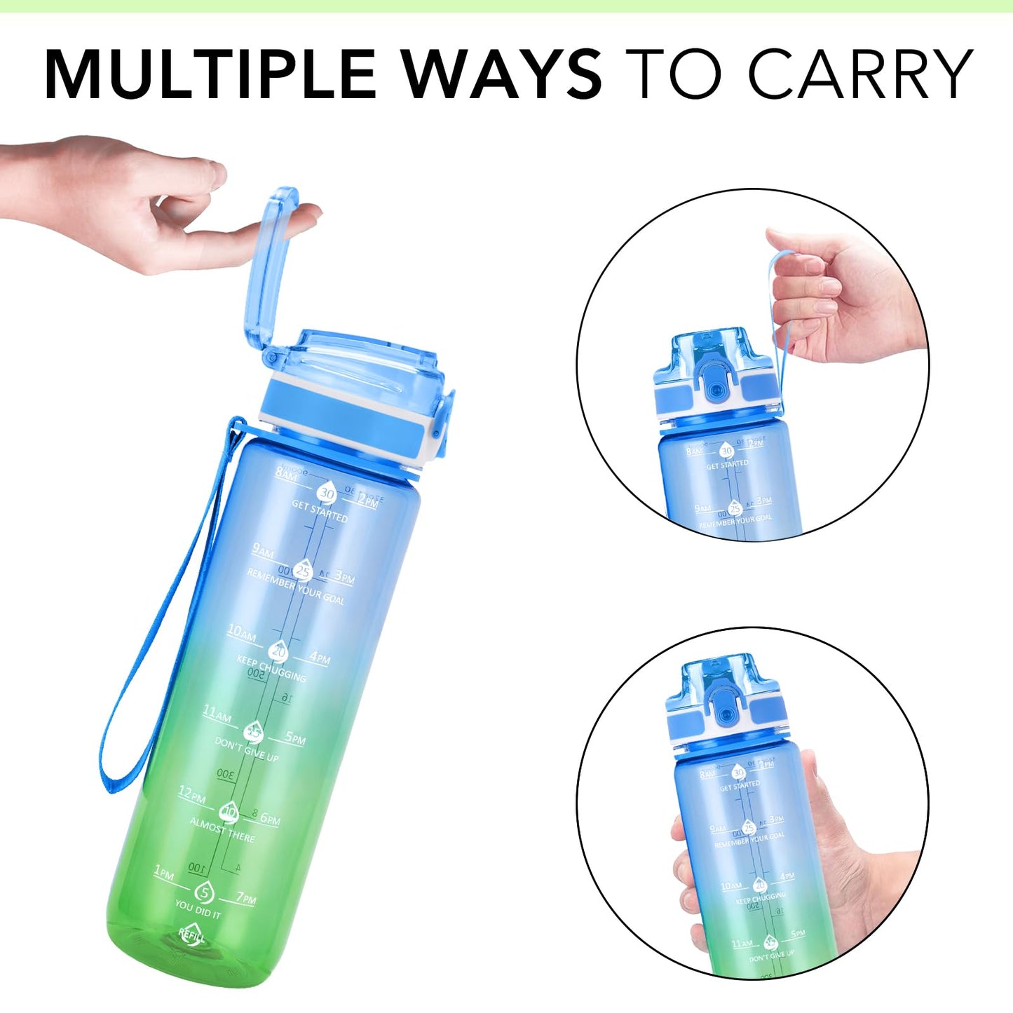 Alwager 32oz Motivational Water Bottles with Time Marker & Fruit Strainer