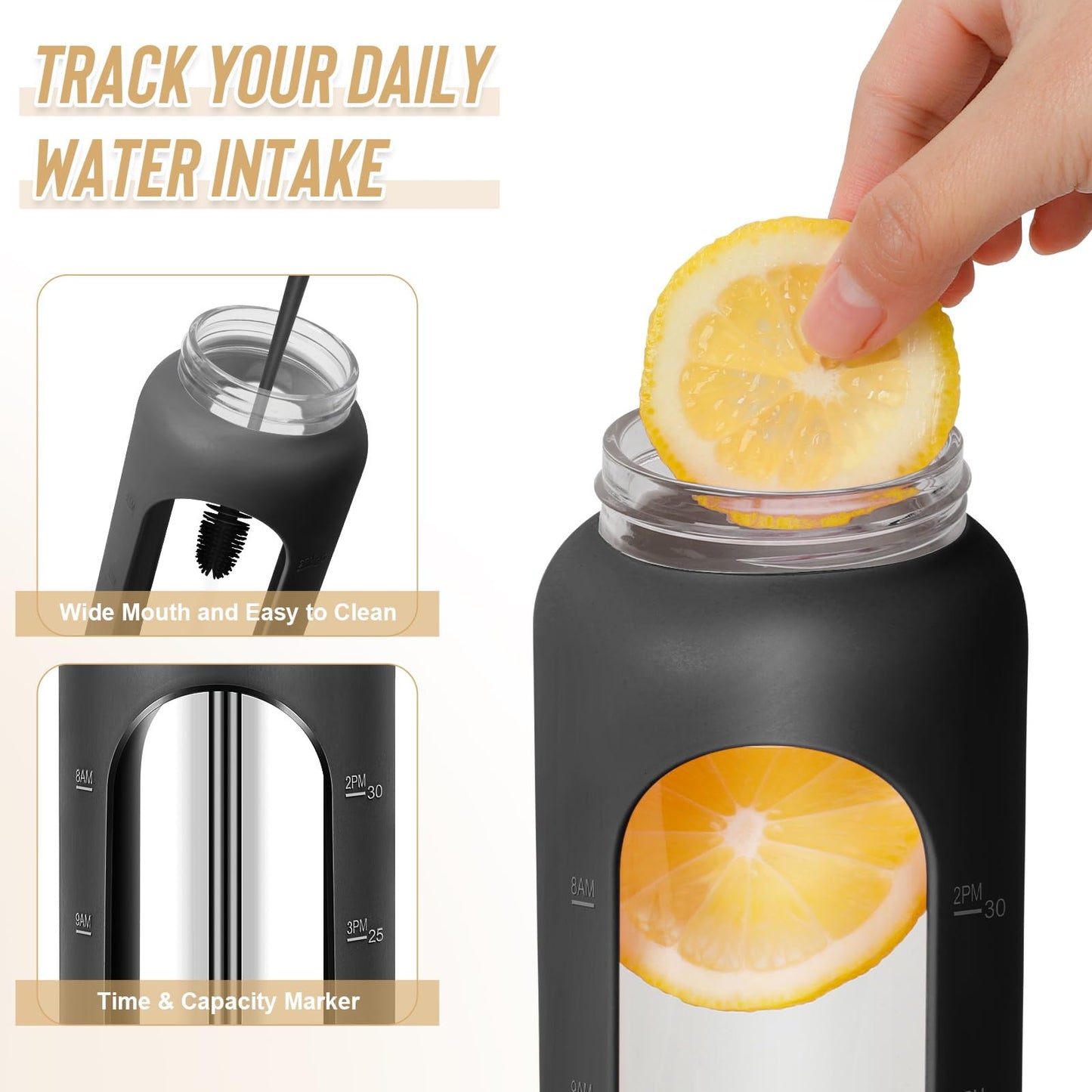 FULBEVY Glass Water Bottles 64 oz