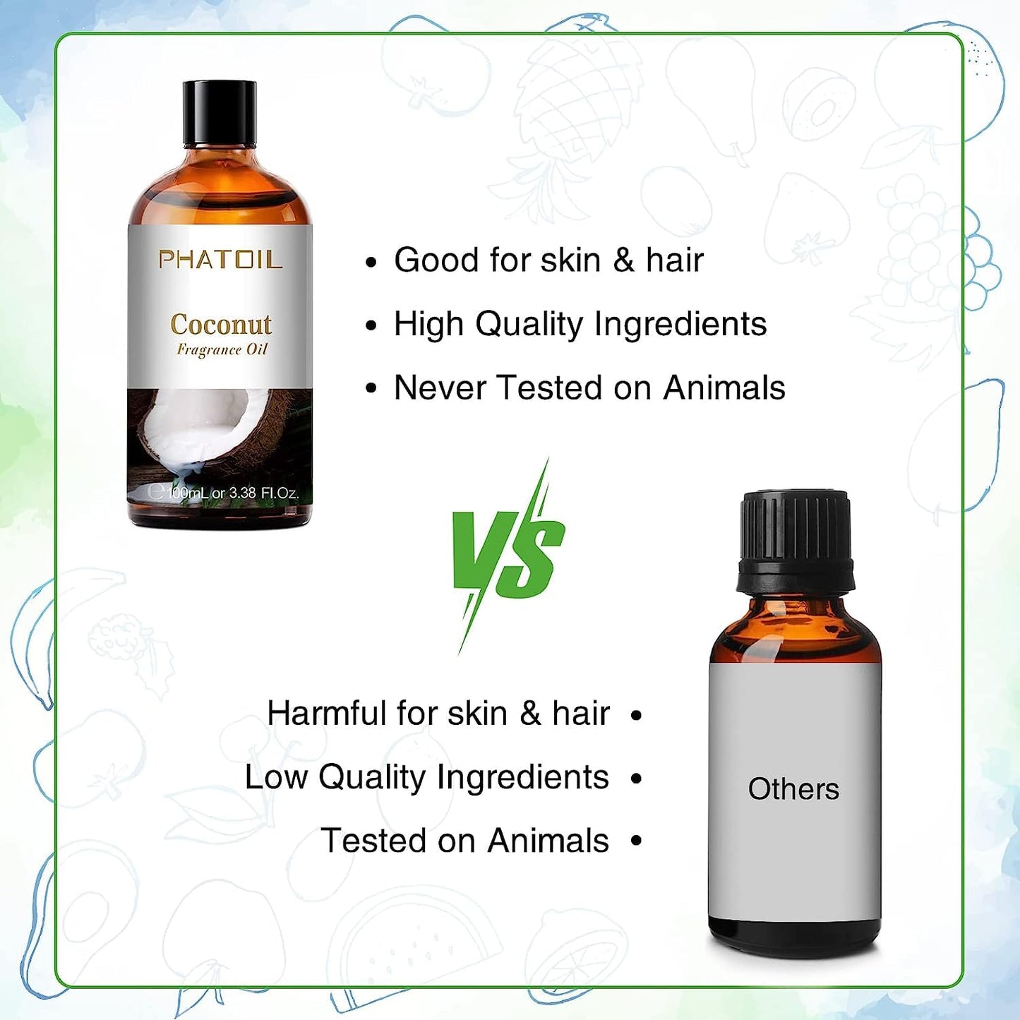PHATOIL 3.38FL.OZ Coconut & Vanilla Fragrance Oils for Aromatherapy