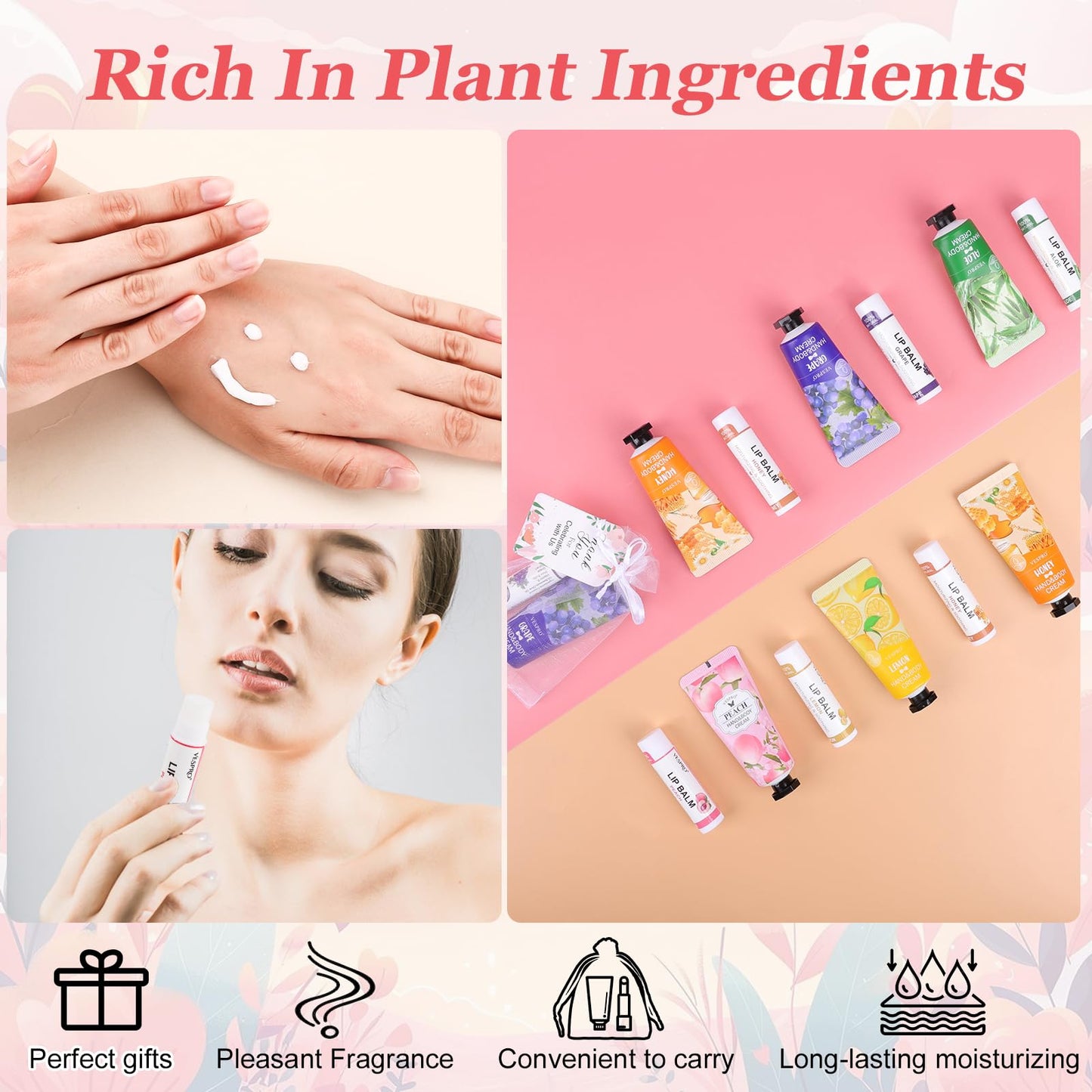 VESPRO 50 Pack Halloween Hand Cream, Facial Mask and Lip Balm Set