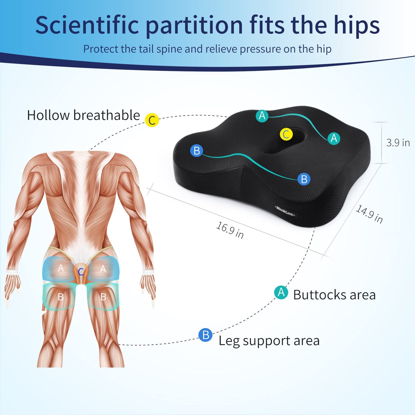 Chair Cushion for Relieves Back Sciatica Pain