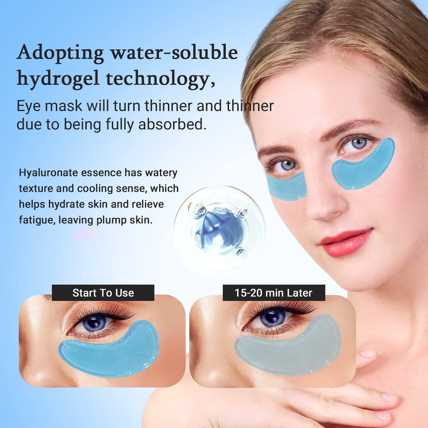 PEAUAMIE Under Eye Patches Gold and Hyaluronic Acid for puffy eyes