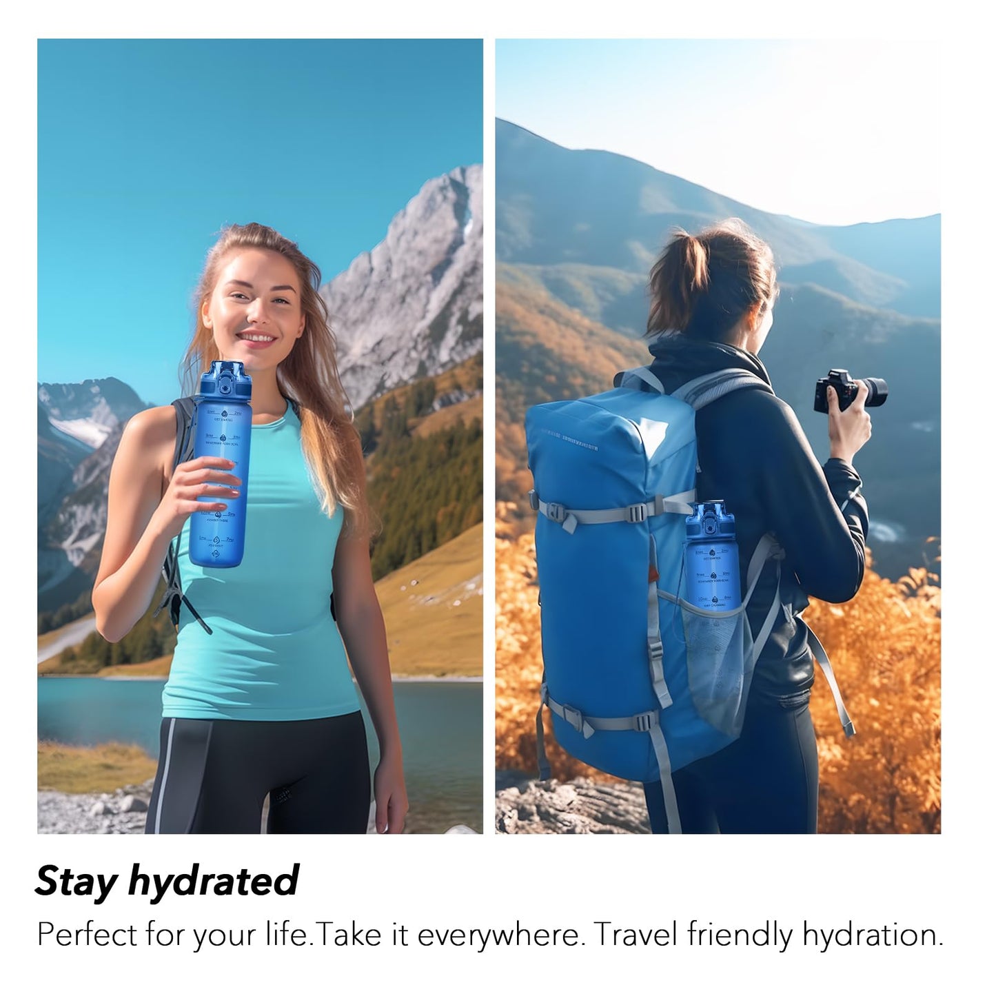 Alwager 32oz Motivational Water Bottles with Time Marker & Fruit Strainer