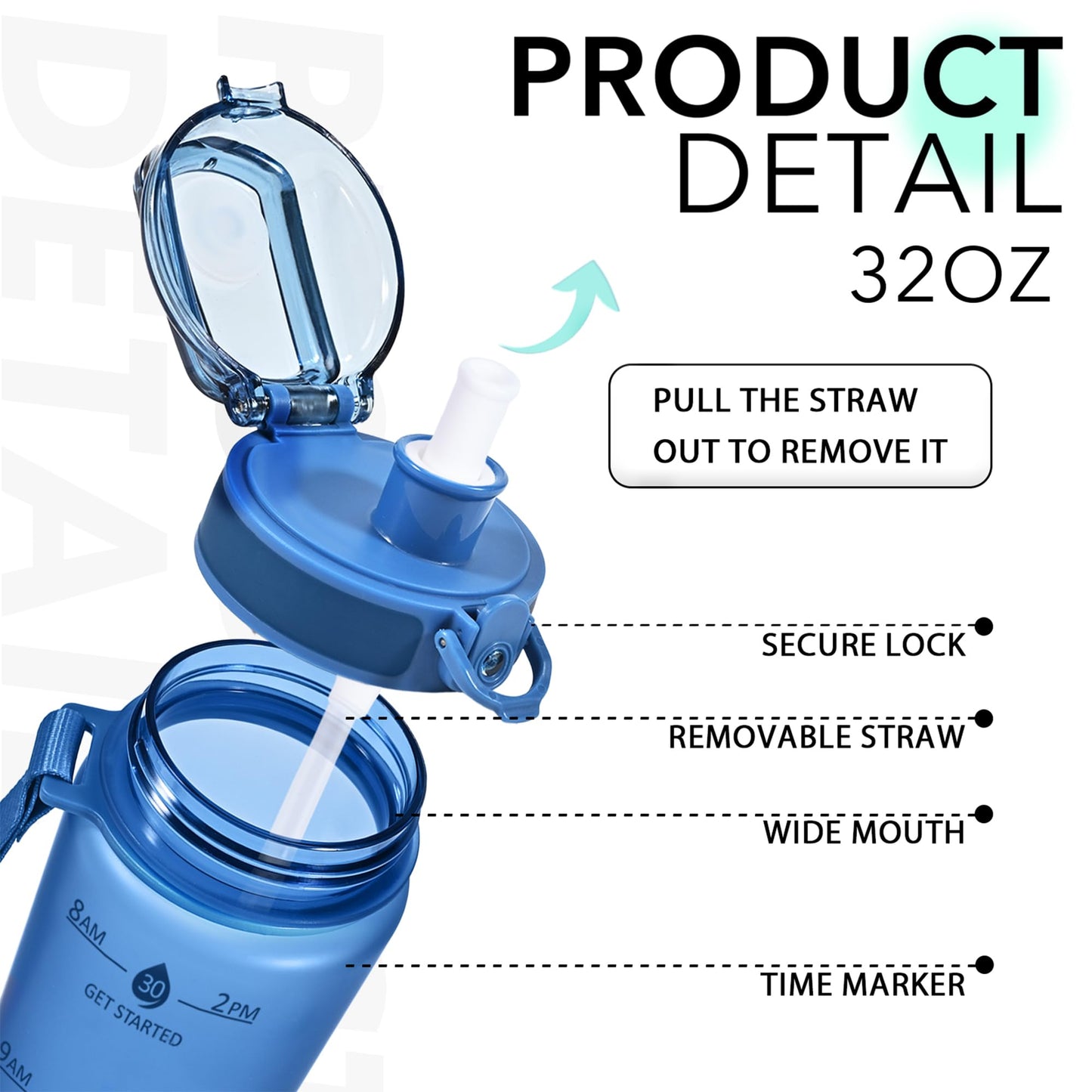 Alwager 32oz Motivational Water Bottles with Time Marker & Fruit Strainer