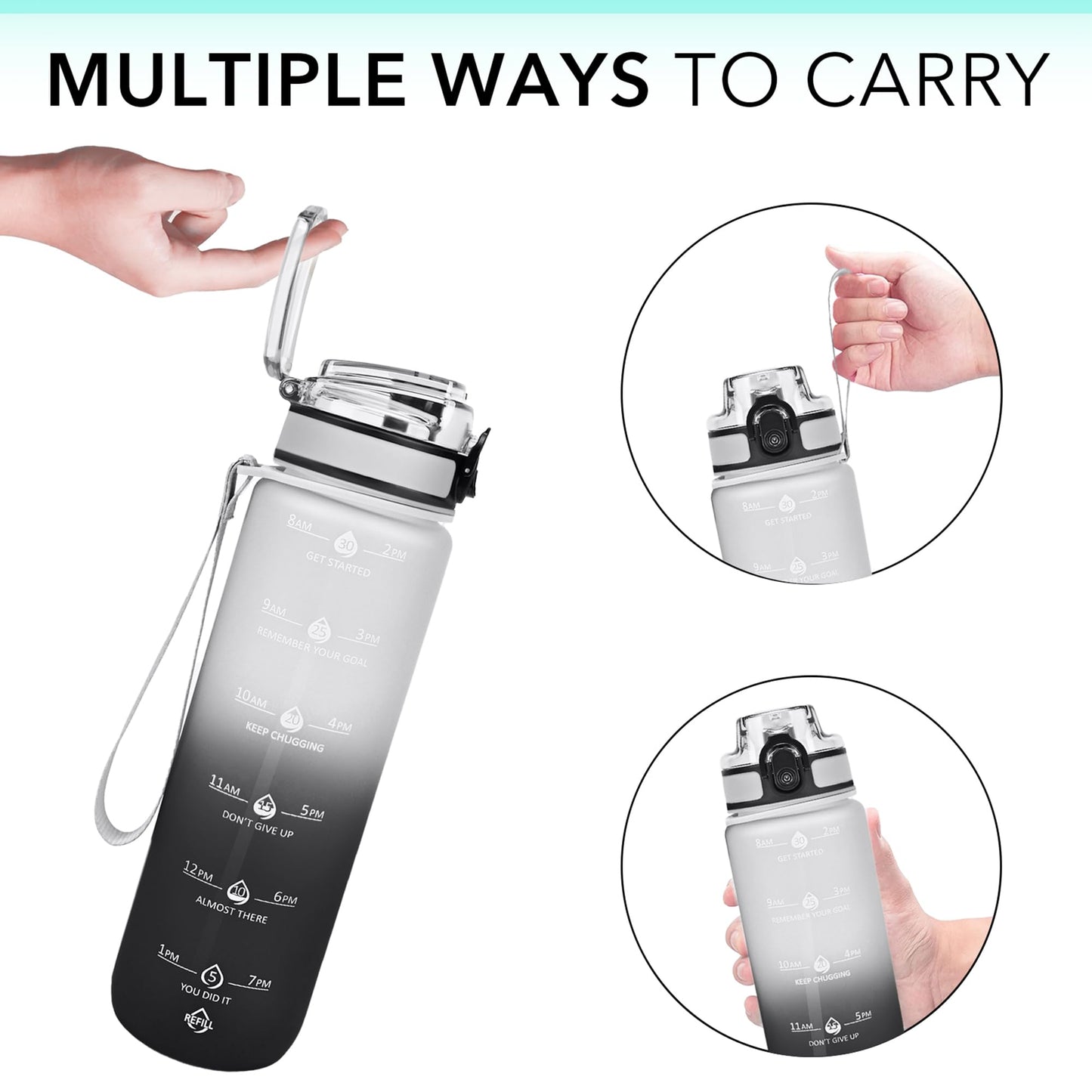 Alwager 32oz Motivational Water Bottles with Time Marker & Fruit Strainer
